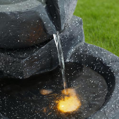 29-Inch Terrazzo Style 4-Tier LED Cascading Water Fountain - Image 7