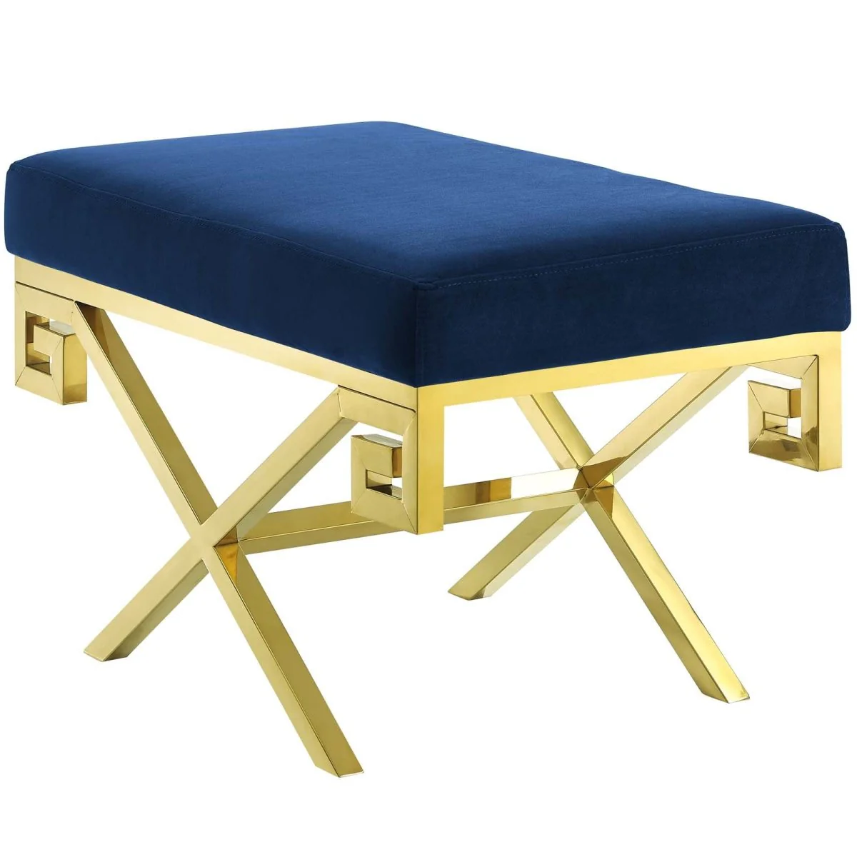 29 Inch Whimsical Greek Key Performance Velvet Bench - Image 7