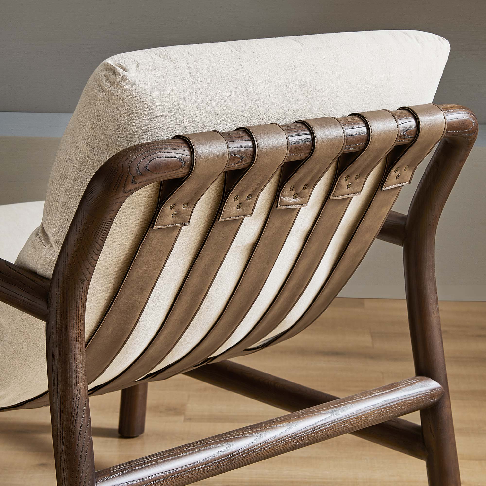 29 Inch Wood Sling Chair in Walnut - Image 5