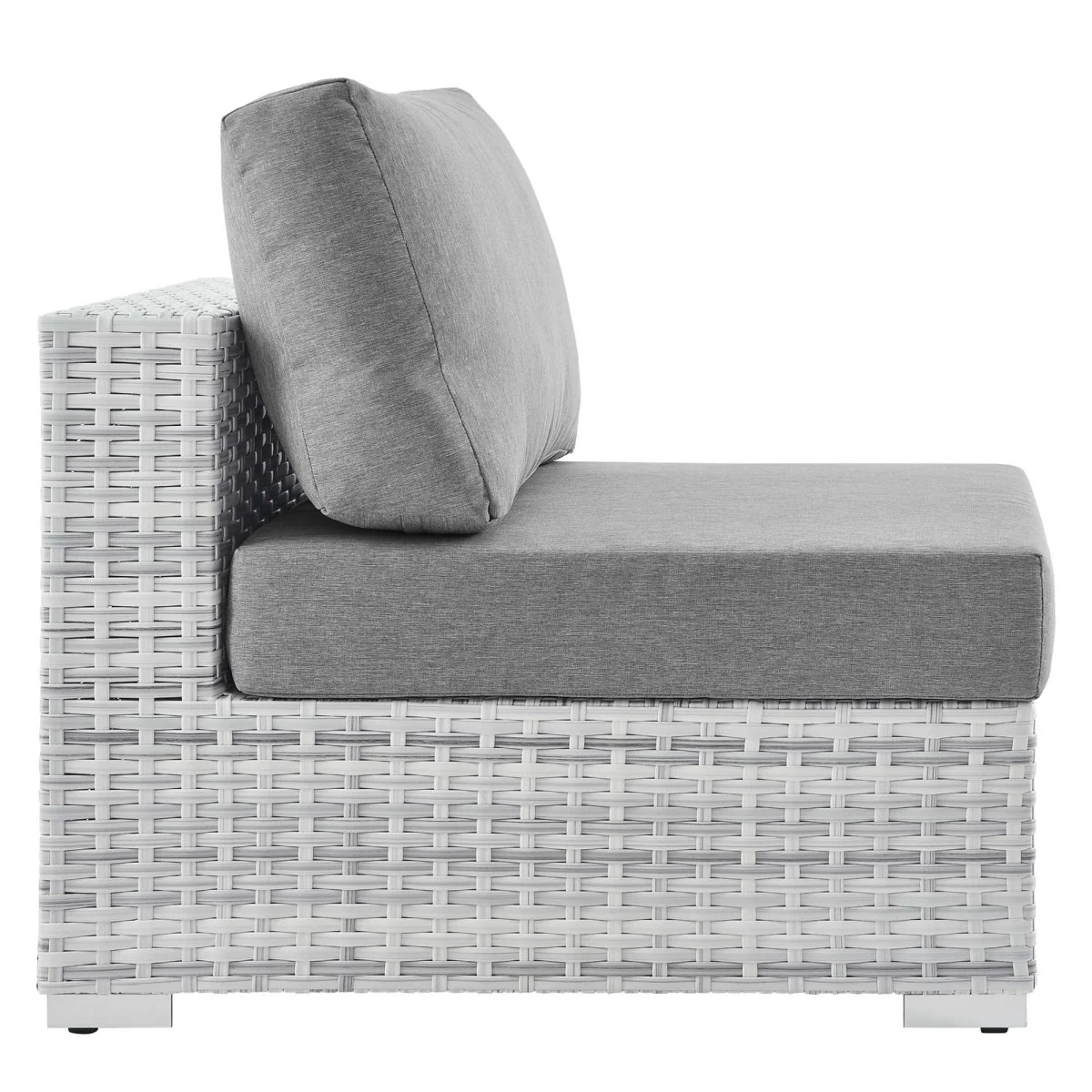 29" Light Gray Wicker Outdoor Armless Chair with Cushion Seat, Weather-Resistant - Image 20