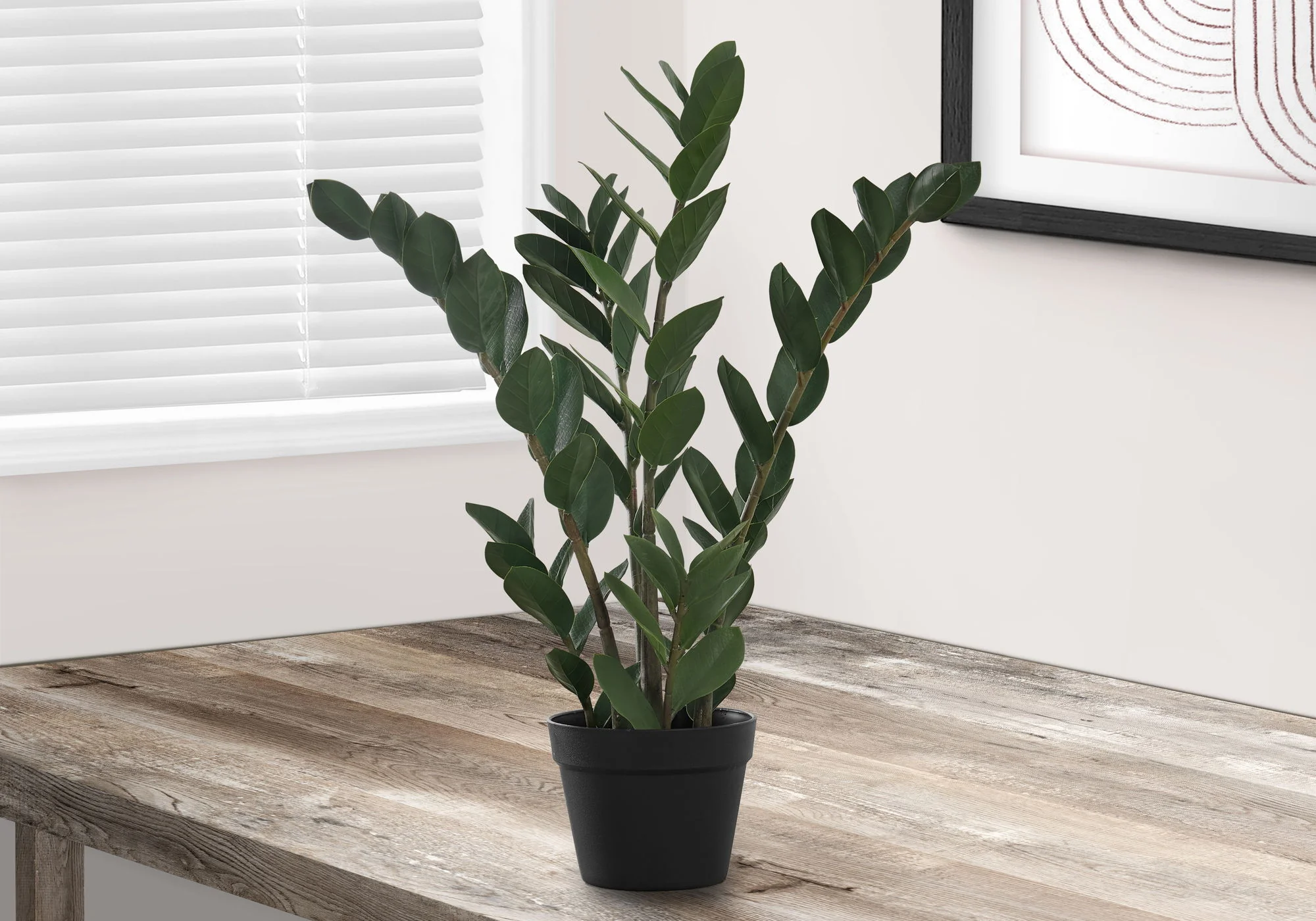 29" Tall, Artificial Plant, Zz Tree, Indoor, Faux, Fake, Floor, Greenery, Potted, Real Touch, Decorative - Green / Black - Image 7