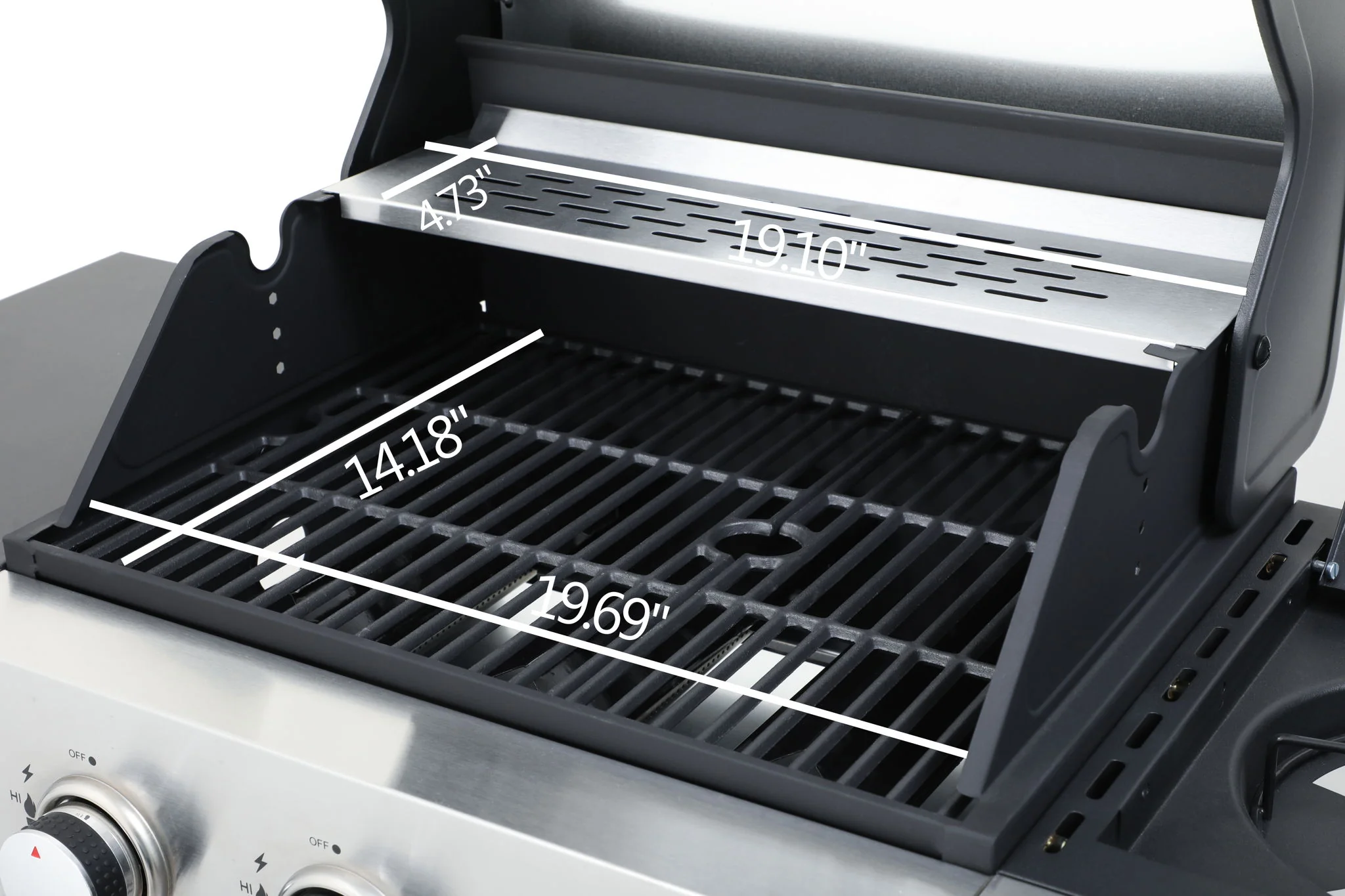 3 Burner Propane Gas Bbq Grill With Side Burner, 37230Btu Output With Enameed Cast Iron Cooking Grids For Outdoor Barbecue, Stainless Steel - Black / Silver - Image 3