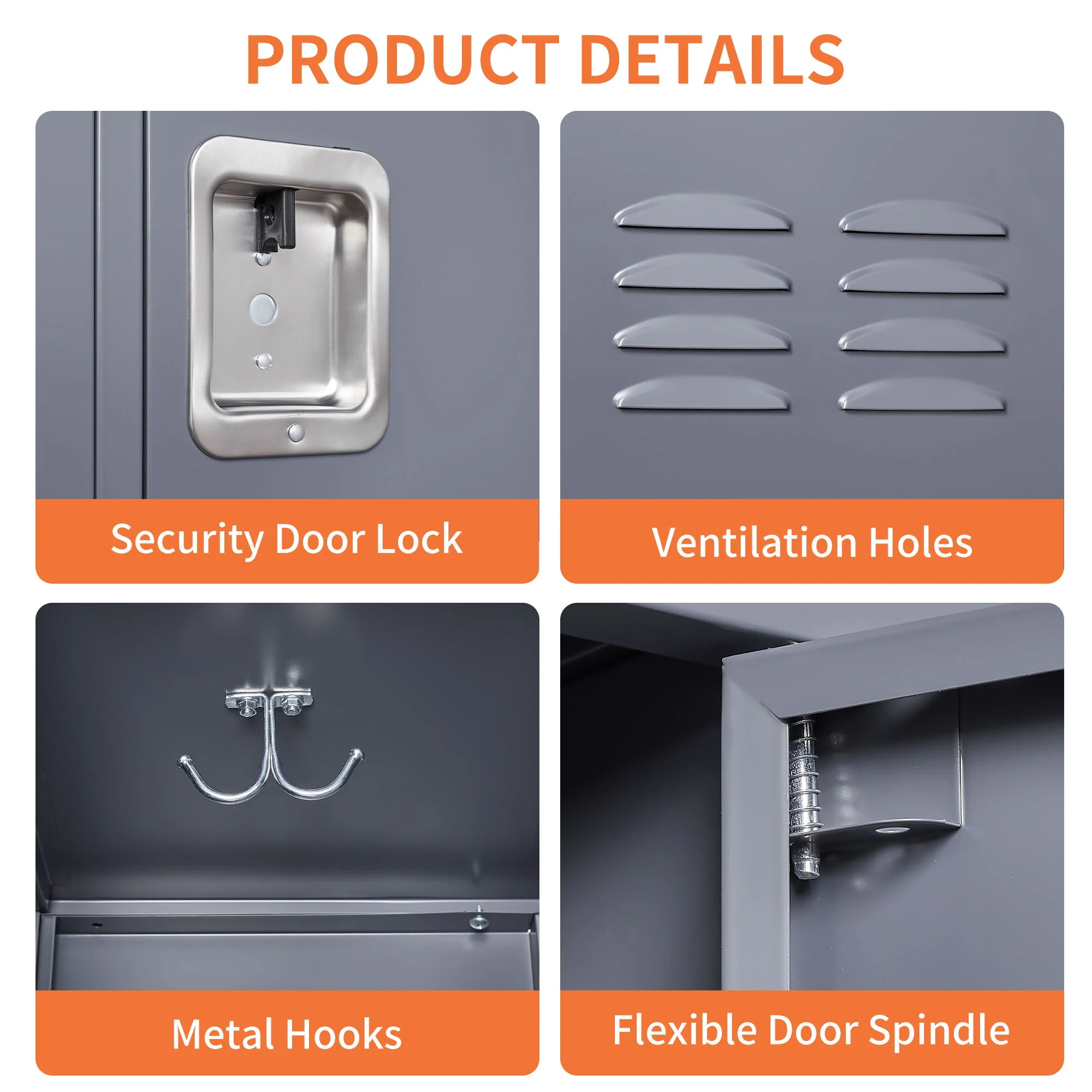 3 Door Lockers With Lock For Home, Gym, Office, School, And Garage - Gray - Image 9