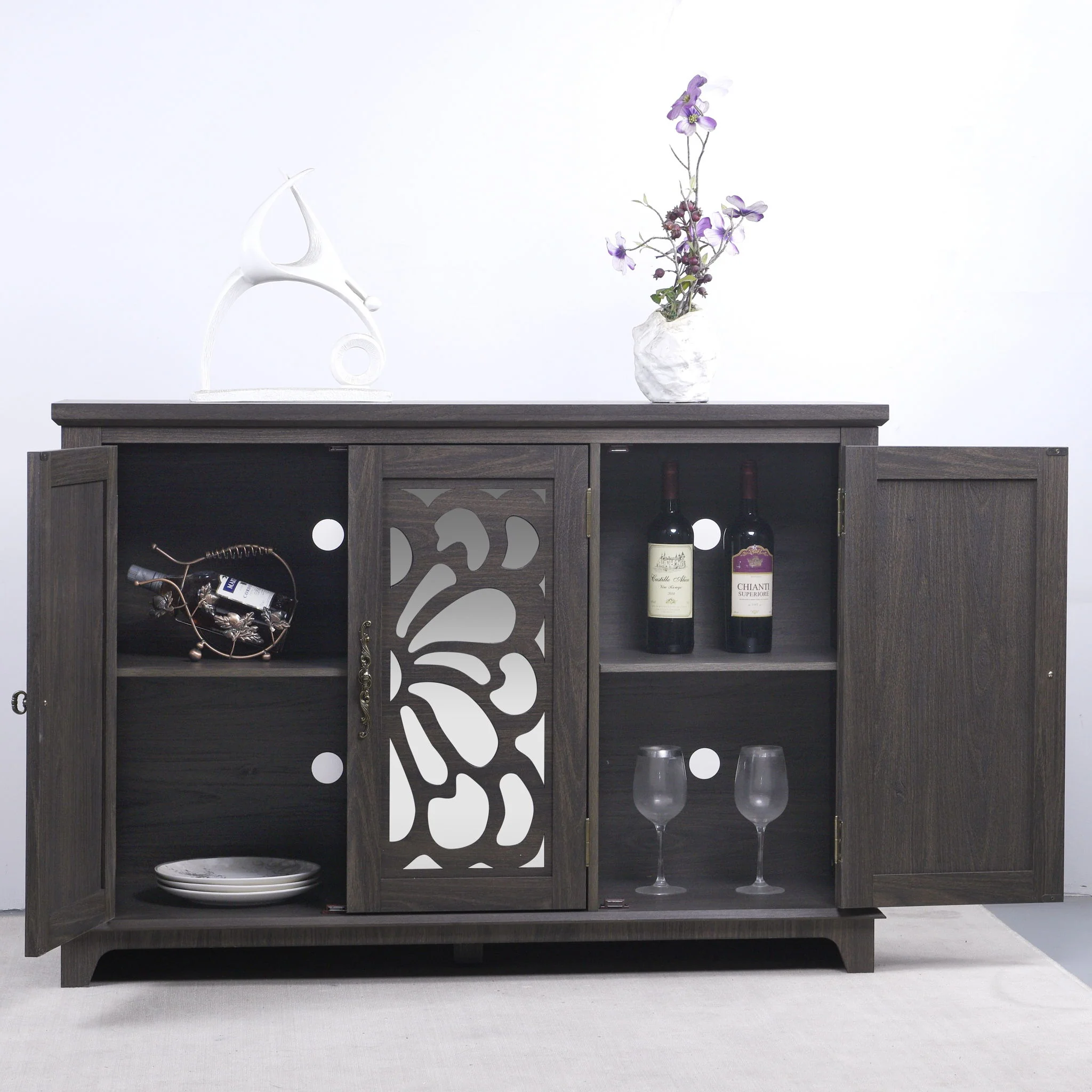3 Door Mirrored Sideboard Cabinet With Adjustable Shelves - Image 10