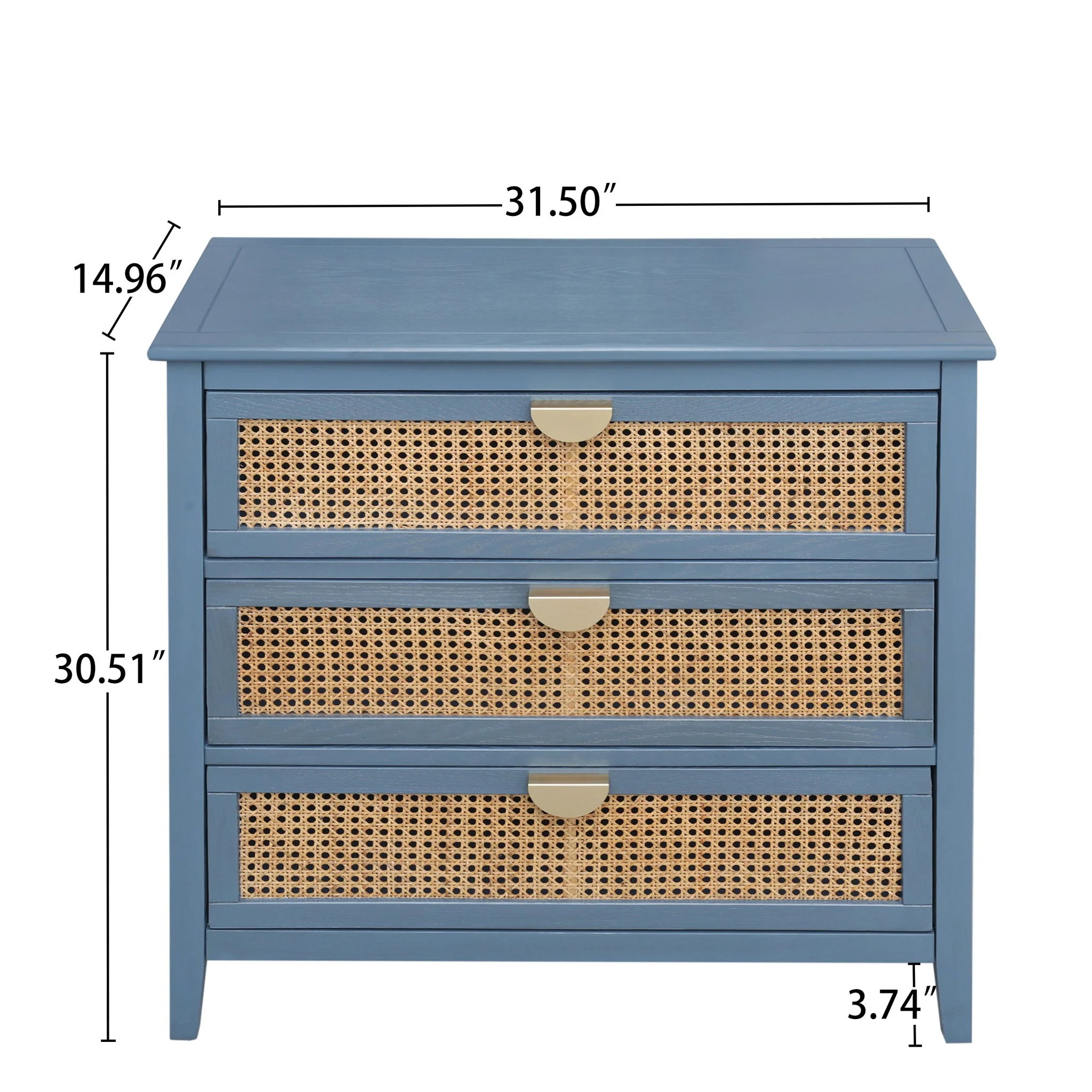 3 Drawer Cabinet, Natural Rattan, American Furniture - Image 11