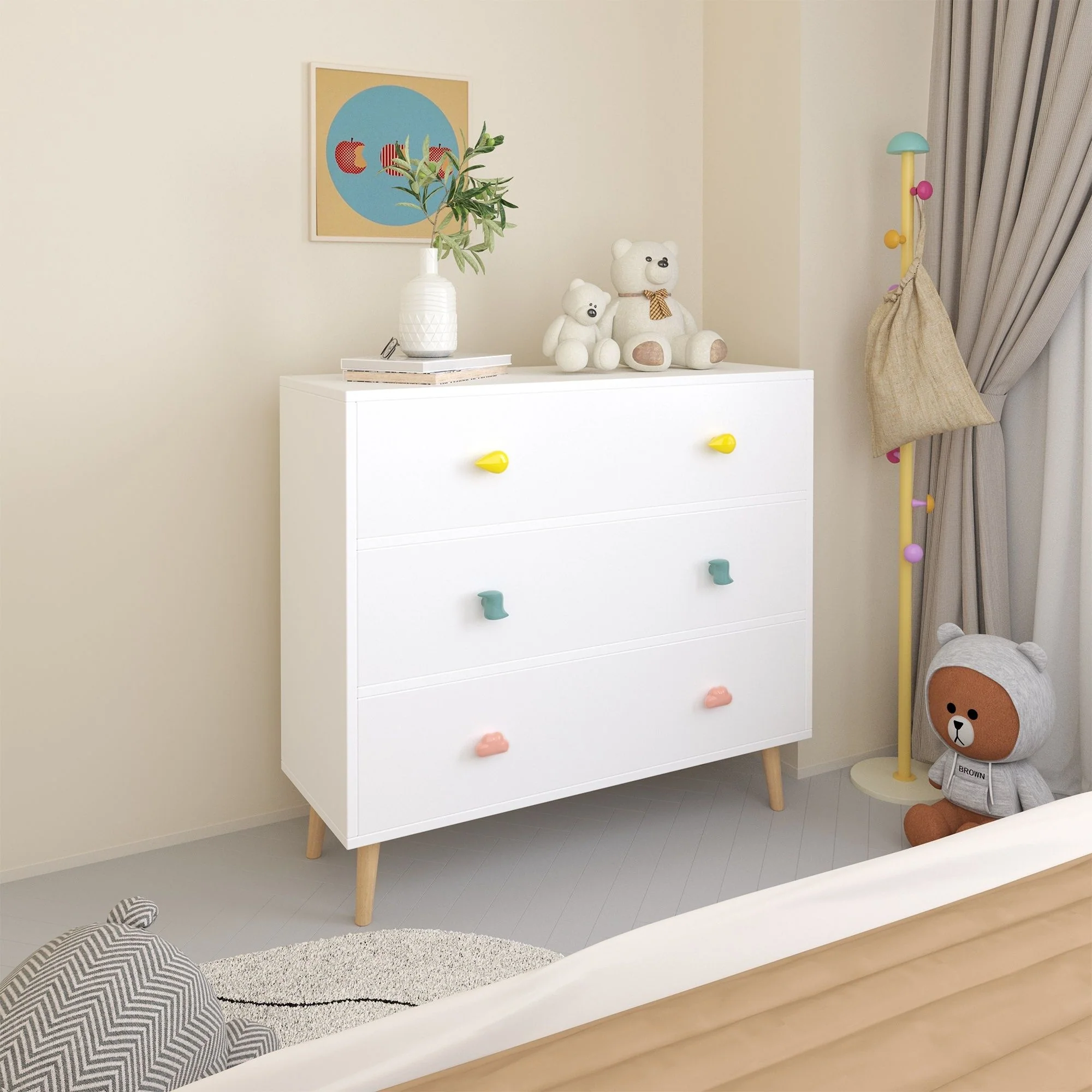 3 Drawer Dresser, Storage Cabinet With Anti Tip Safety - Image 3