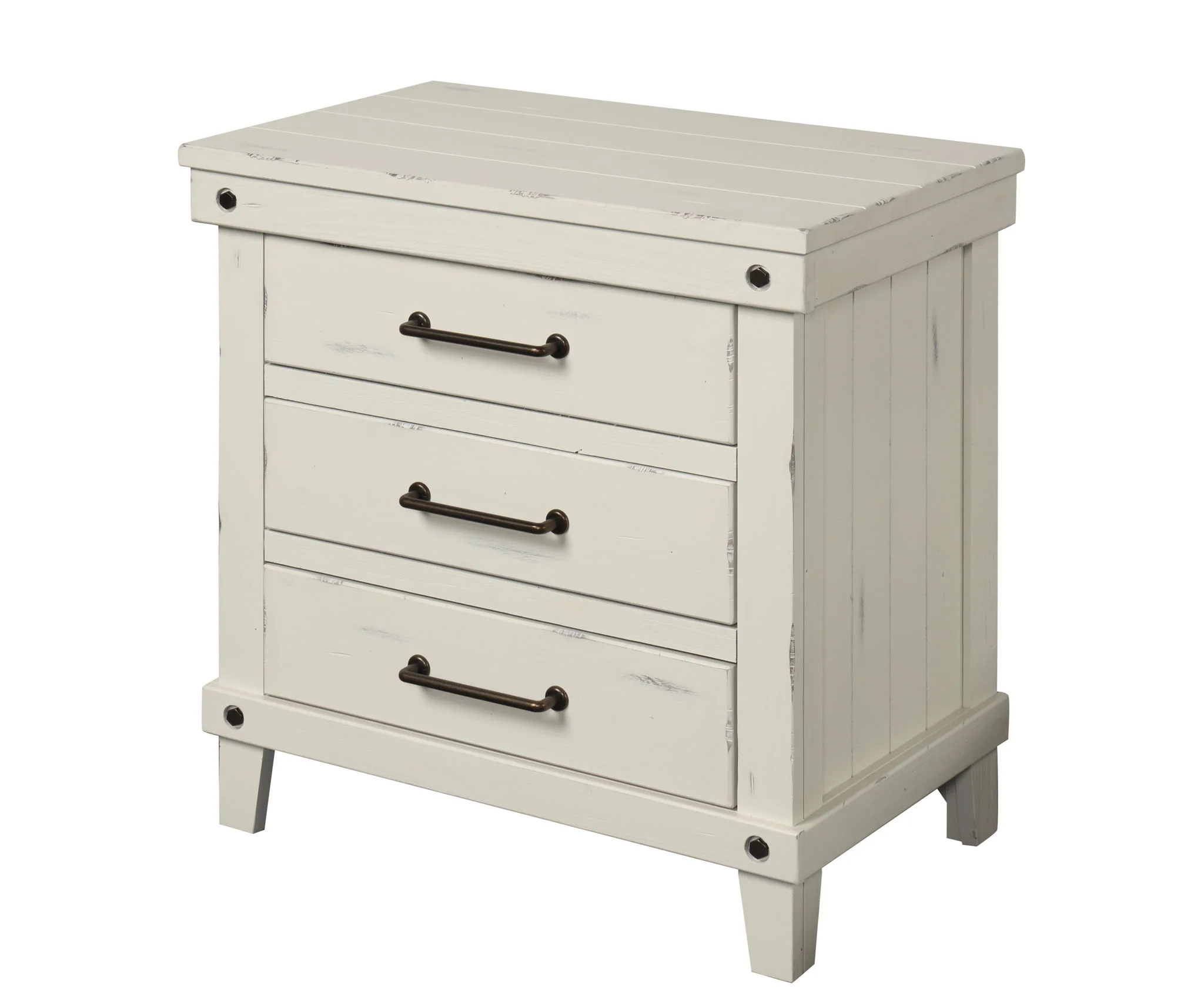 3 Drawer Elegant Nightstand - White - Image 3