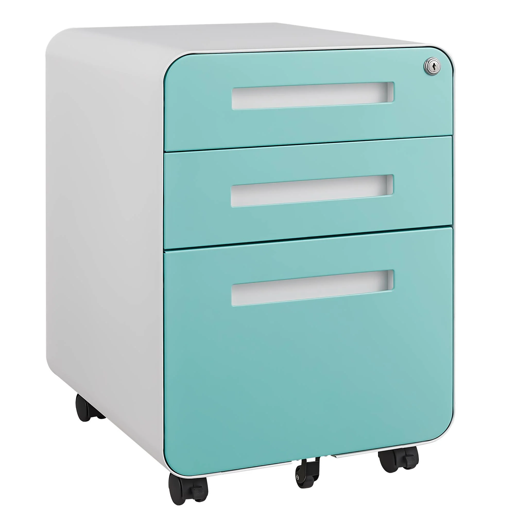 3 Drawer Mobile File Cabinet Under Desk Office, Simple Style Versatile Storage Cabinet For Legal / Letter / A4 Files, 5 Wheel Design Anti-Tilting Cold Rolled Steel Waterproof Moisture-Proof - Image 3