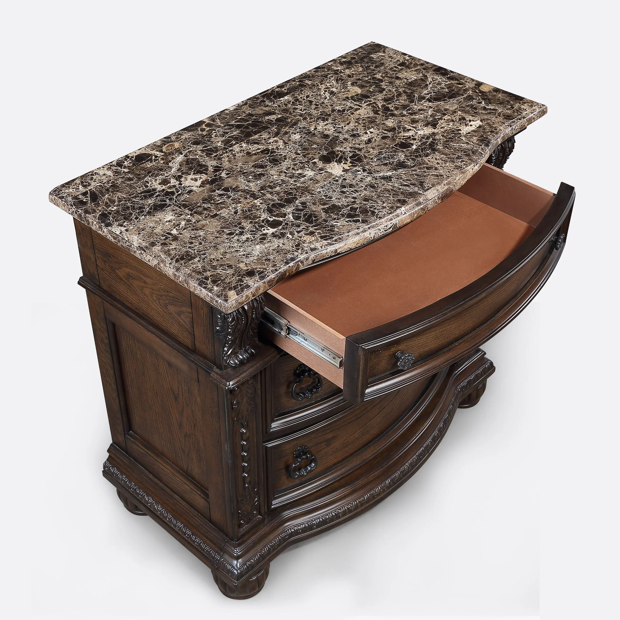 3 Drawers Nightstand - Brown / Cherry - Image 2