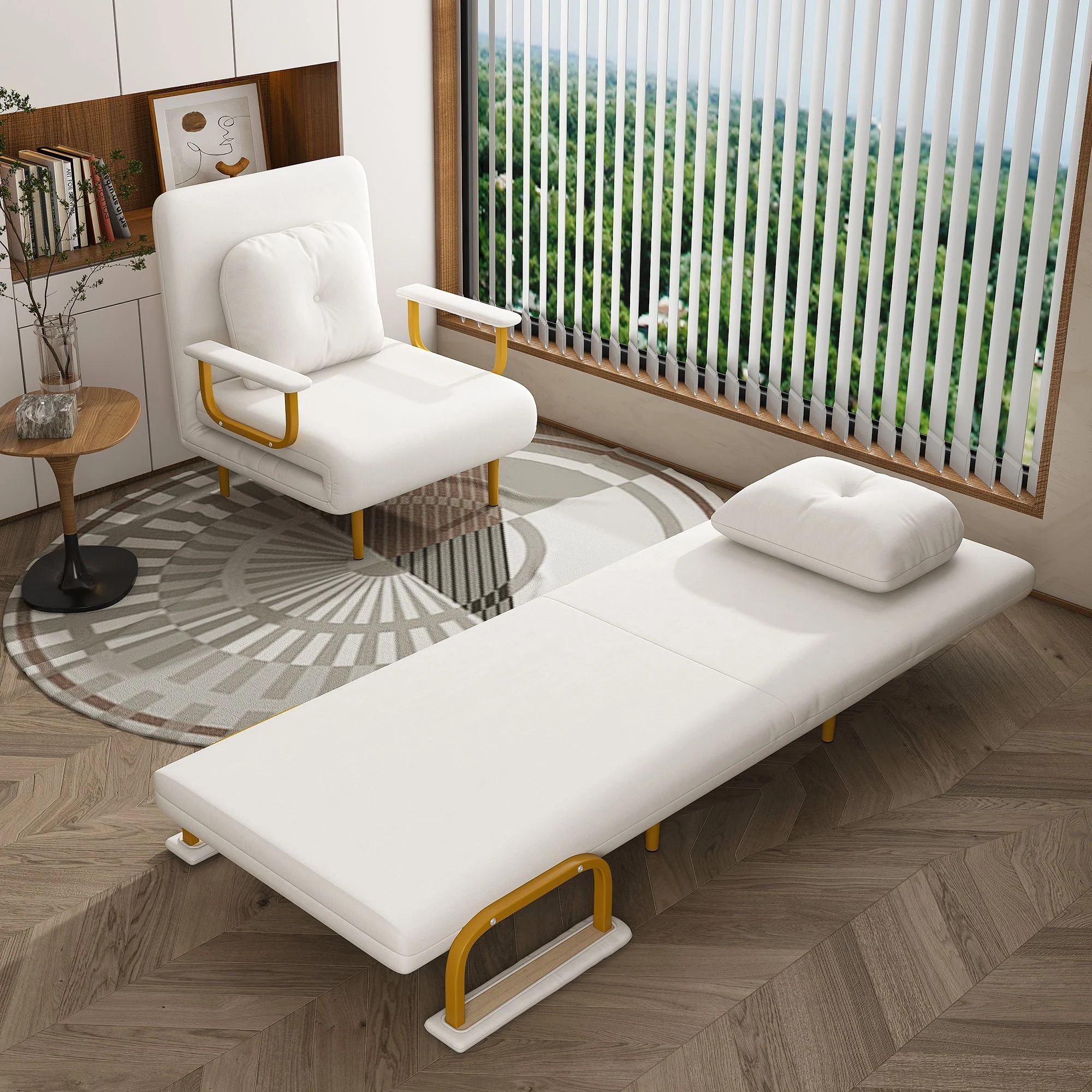 3 In 1 Convertible Folding Sofa Bed With Adjustable Backrest And Pillow - Image 10