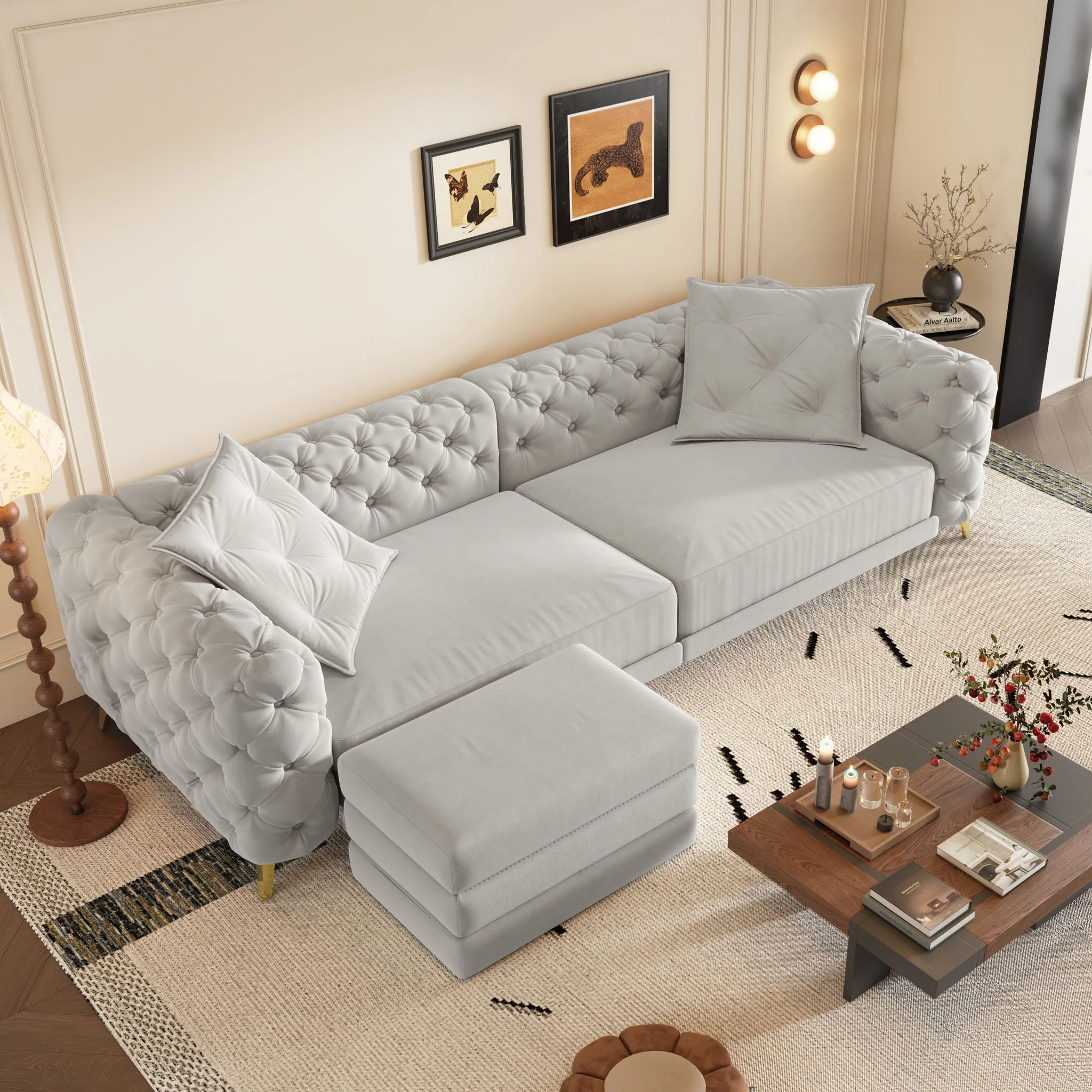 3 In 1 Convertible Sleeper, Deep Seat Pull Out Sofa Bed, Button Tufted - Image 27