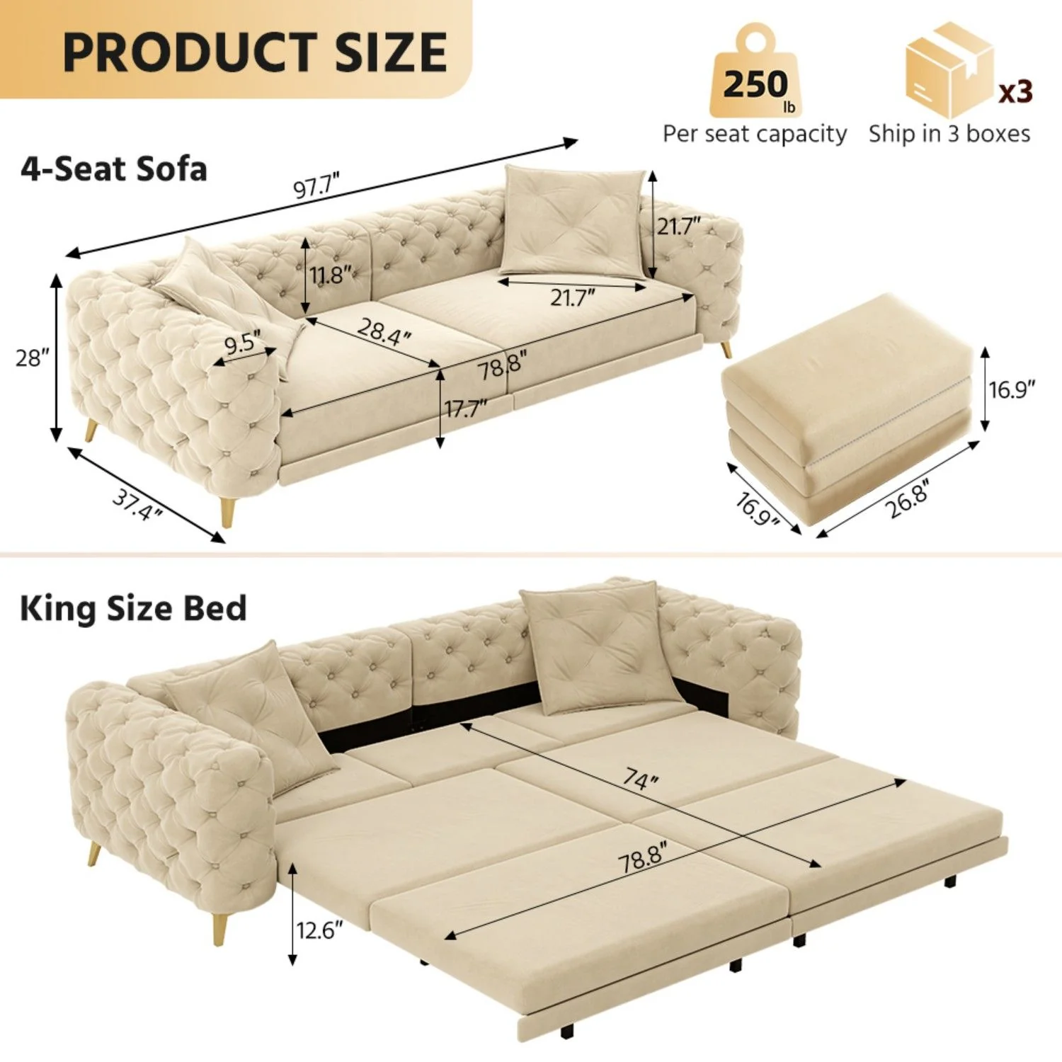 3-In-1 Convertible Sleeper Sofa - Image 10