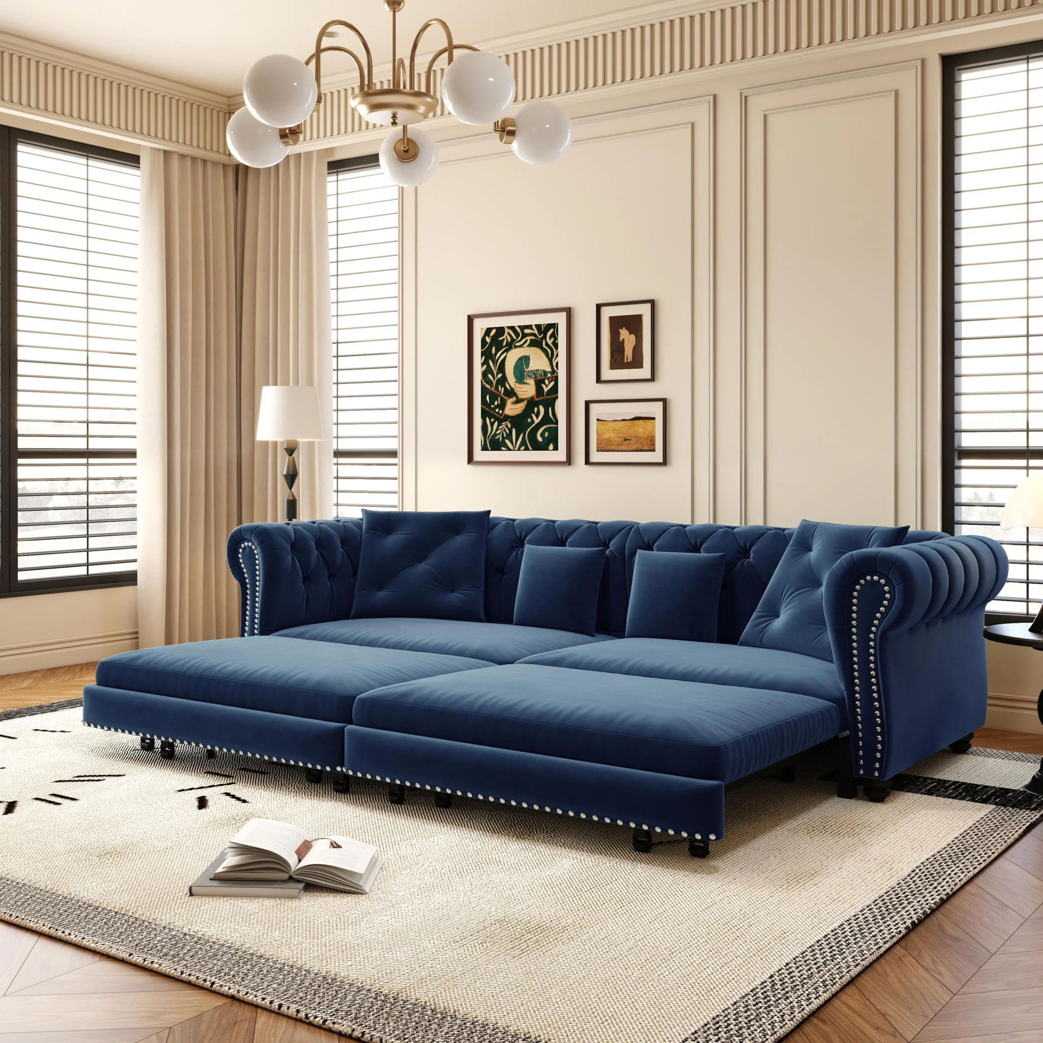 3 In 1 Convertible Sleeper Sofa Bed With Movable Ottoman - Image 25