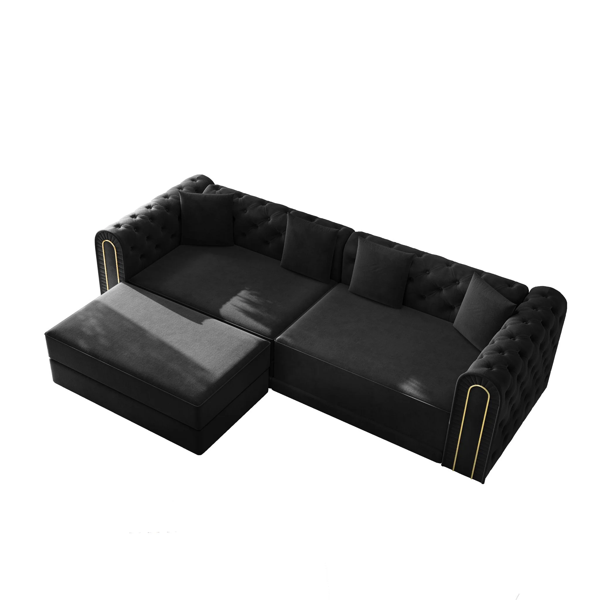 3-In-1 Convertible Sleeper Sofa With Movable Ottoman For Living Room - Image 2