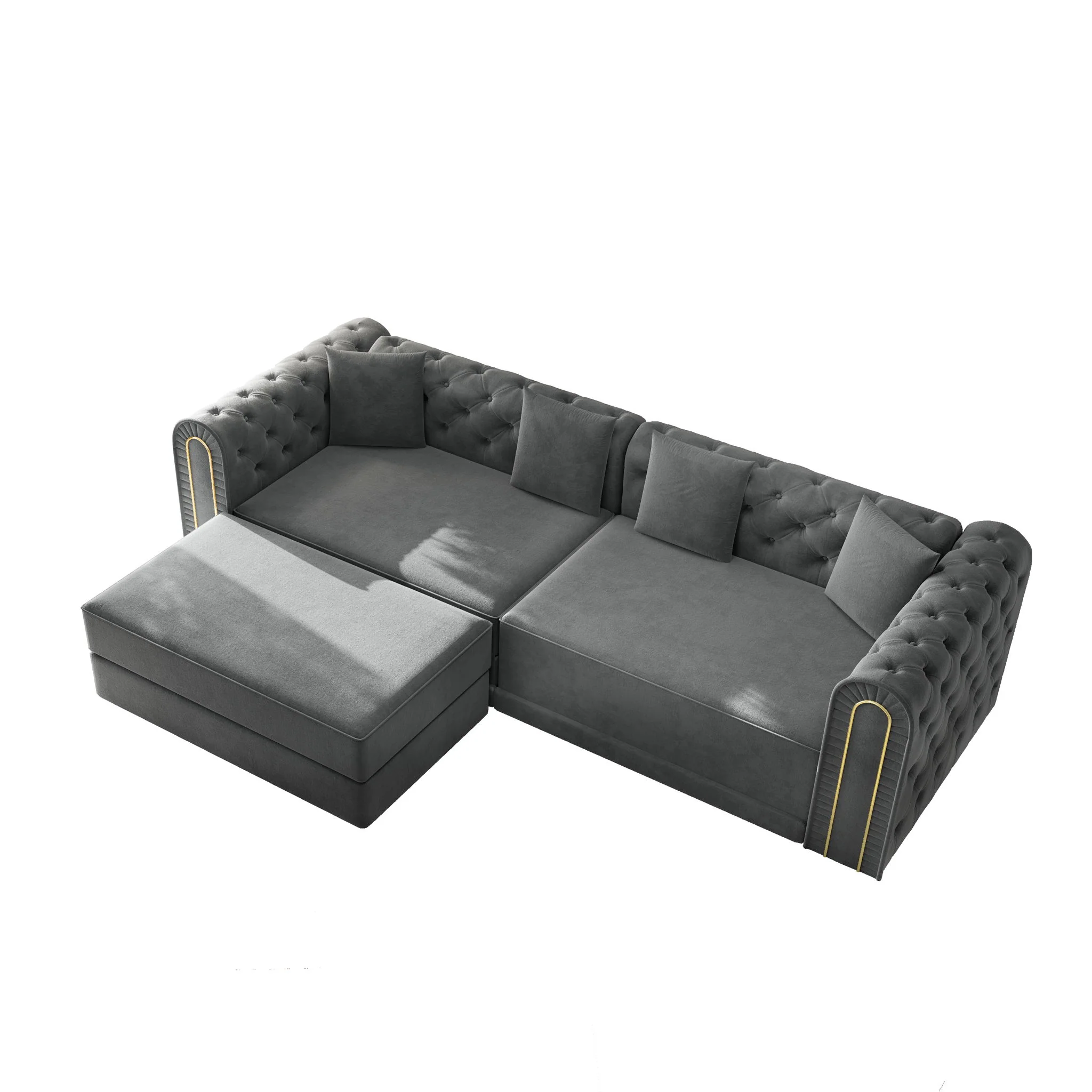 3-In-1 Convertible Sleeper Sofa With Movable Ottoman For Living Room - Image 3