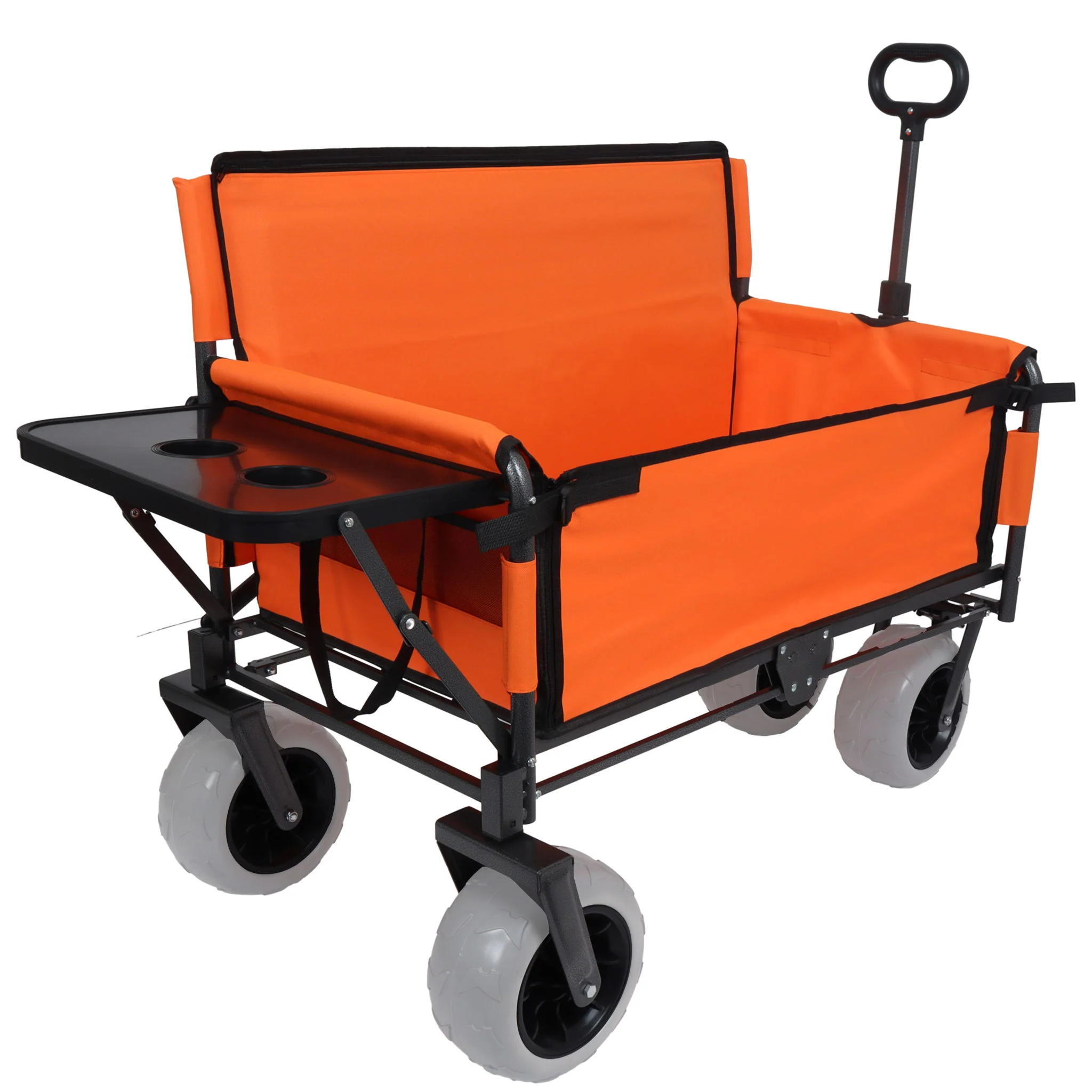 3 In 1 Folding Wagon With Bench Seat & Rear Mounted Tabletop - Orange - Image 8