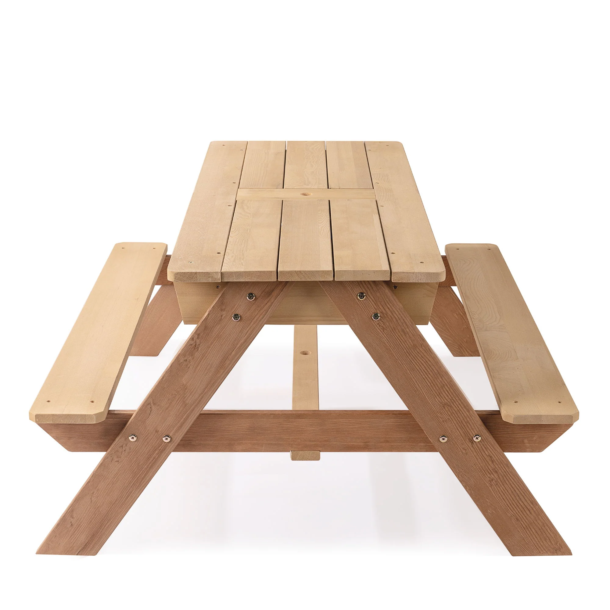 3-In-1 Kids Outdoor Wooden Picnic Table With Umbrella, Convertible Sand & Water, ASTM & CPSIA Certification - Image 14