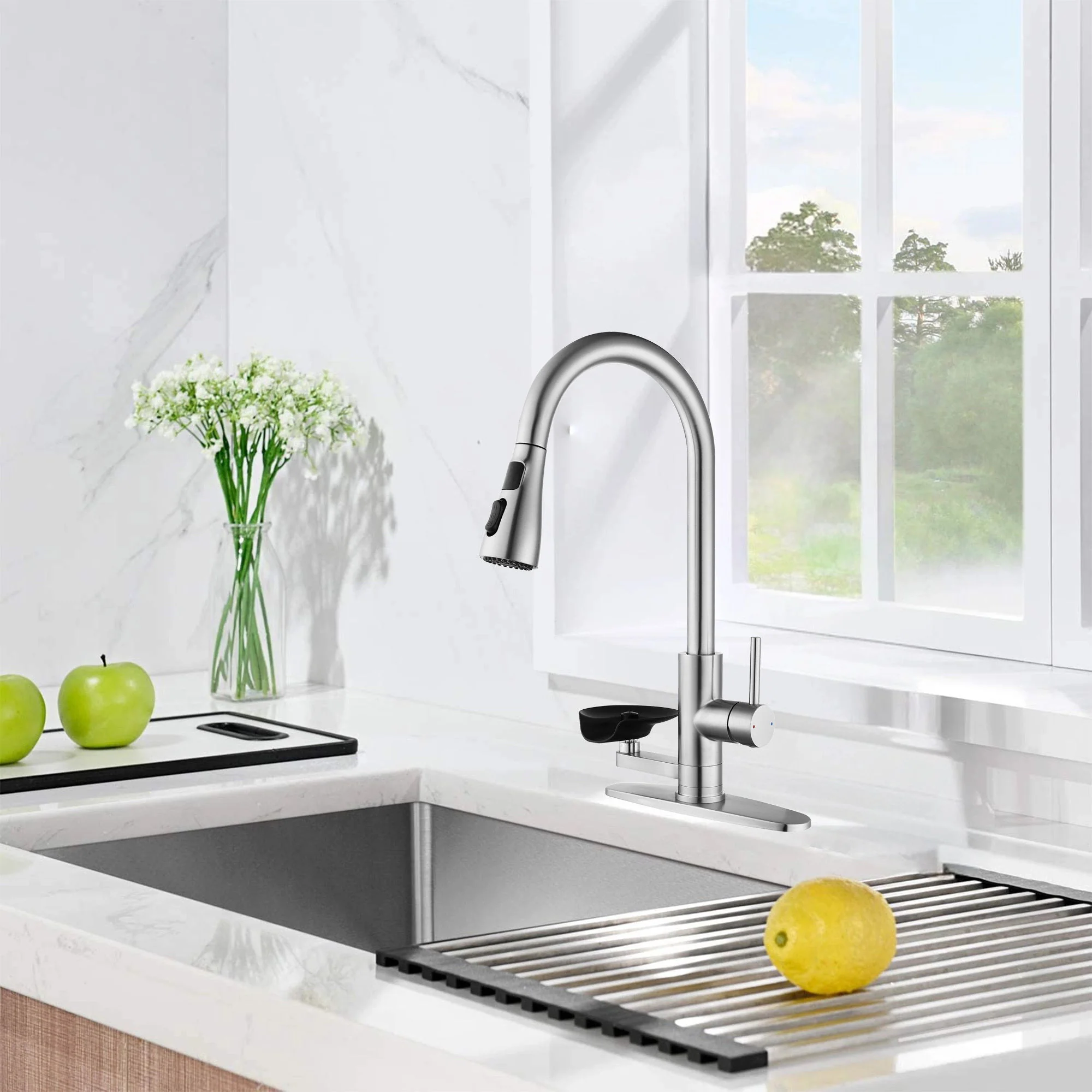 3 In 1 Kitchen Faucet With LED Temperature Display, Pull Down Sprayer - Image 18