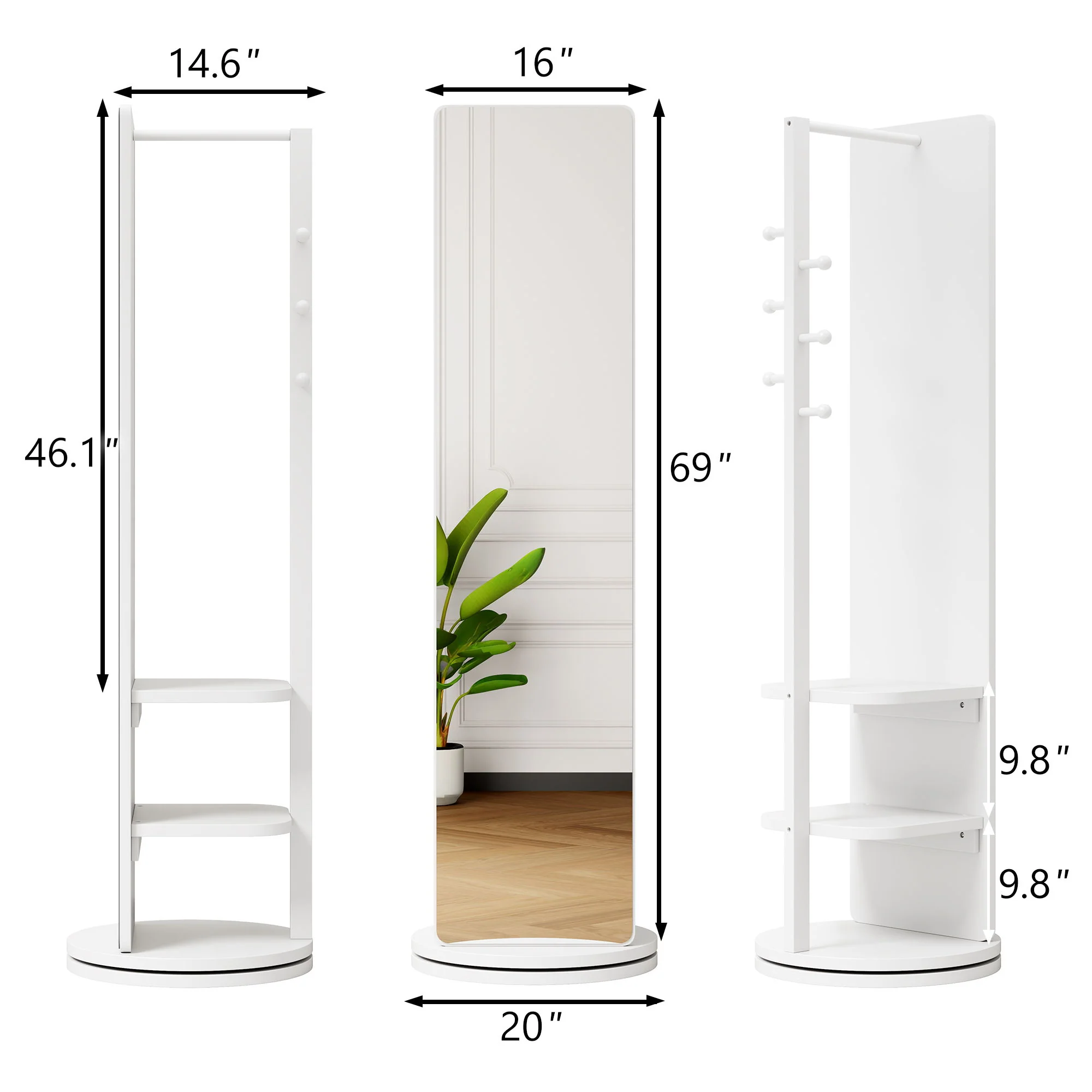 3 In 1 Multifunctional Full Length Clothing Mirror - Image 29