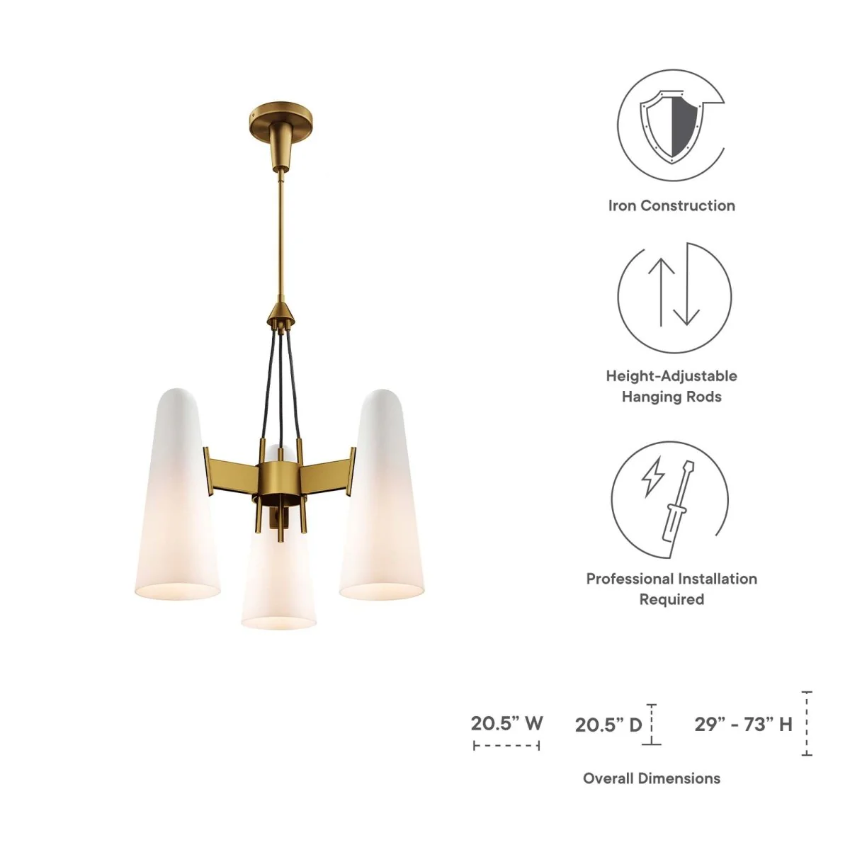 3-Light Beacon Glass Cone Pendant Ceiling Light Fixture Modern Industrial Lighting - Image 4