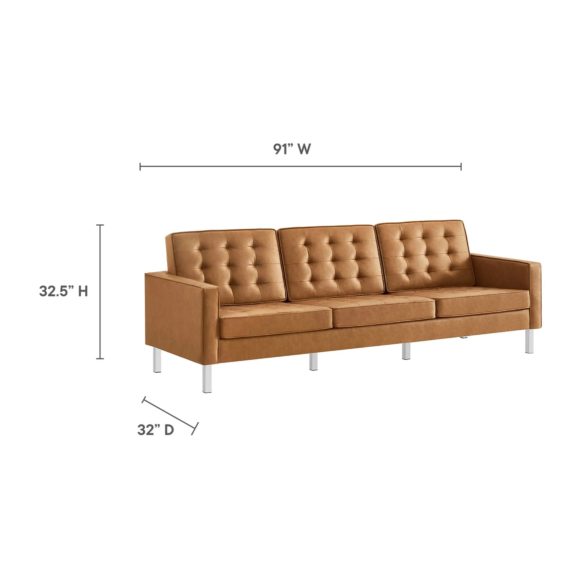 3 Piece 123" Tufted Vegan Leather Furniture Set - Image 15