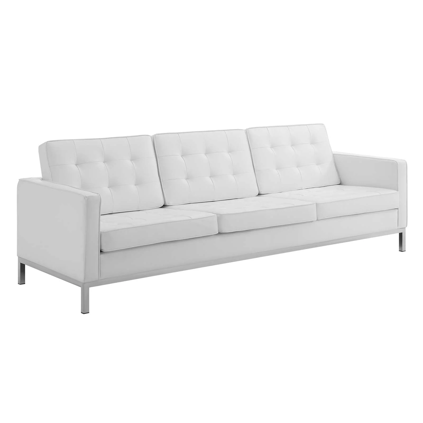 3 Piece 155" Tufted Upholstered Faux Leather Set - Image 9