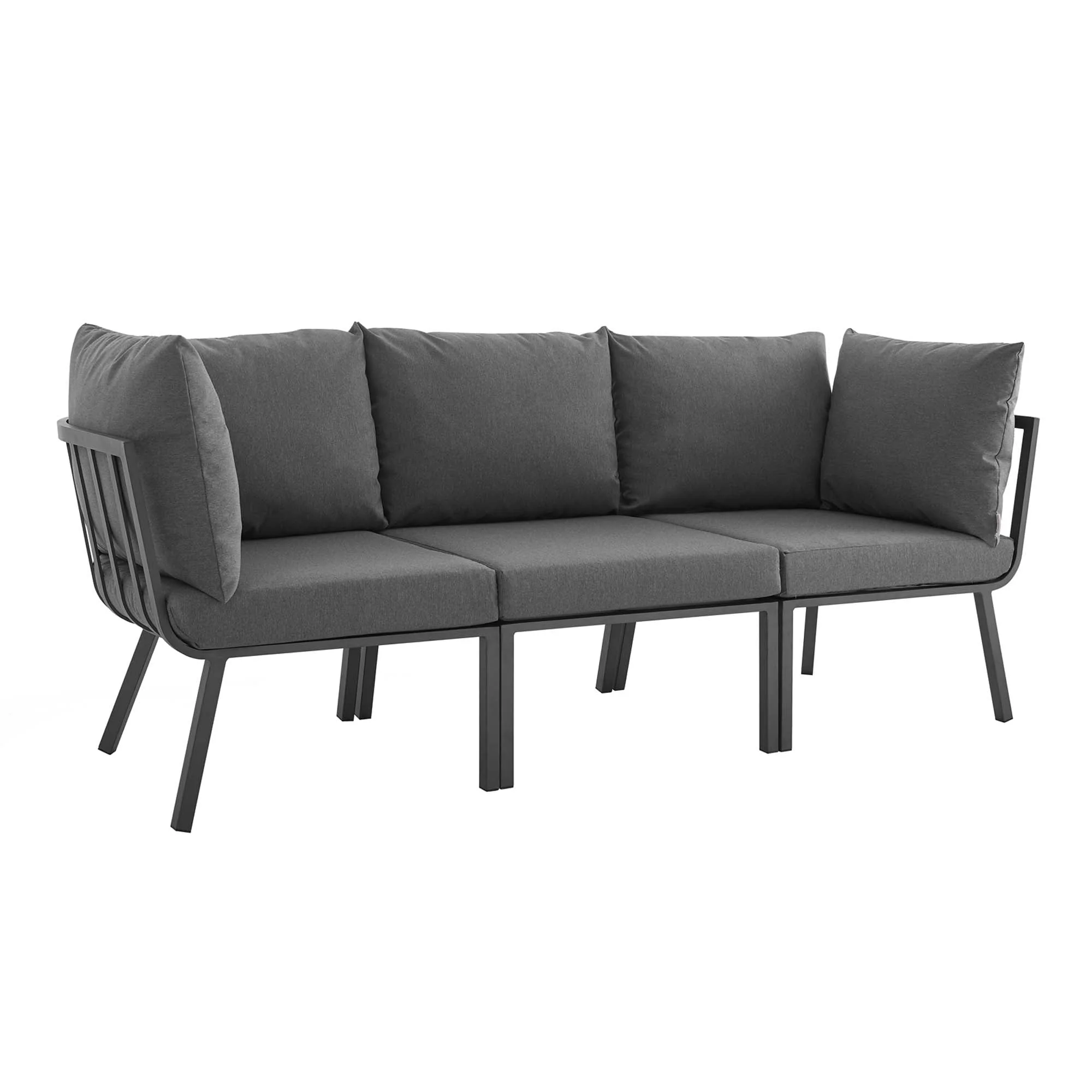 3-Piece Aluminum Outdoor Patio Sectional Sofa Set — Modern Weather-Resistant Seating - Image 46