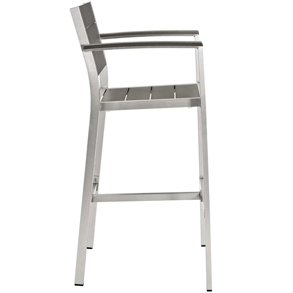 3-Piece Aluminum Outdoor Pub Set with Wood Accents – Silver and Gray - Image 4