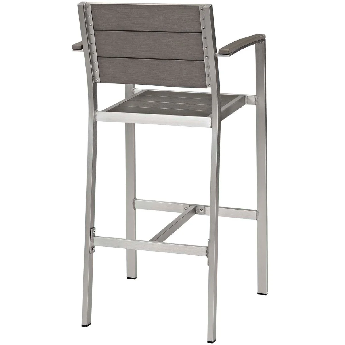 3-Piece Aluminum Outdoor Pub Set with Wood Accents – Silver and Gray - Image 5