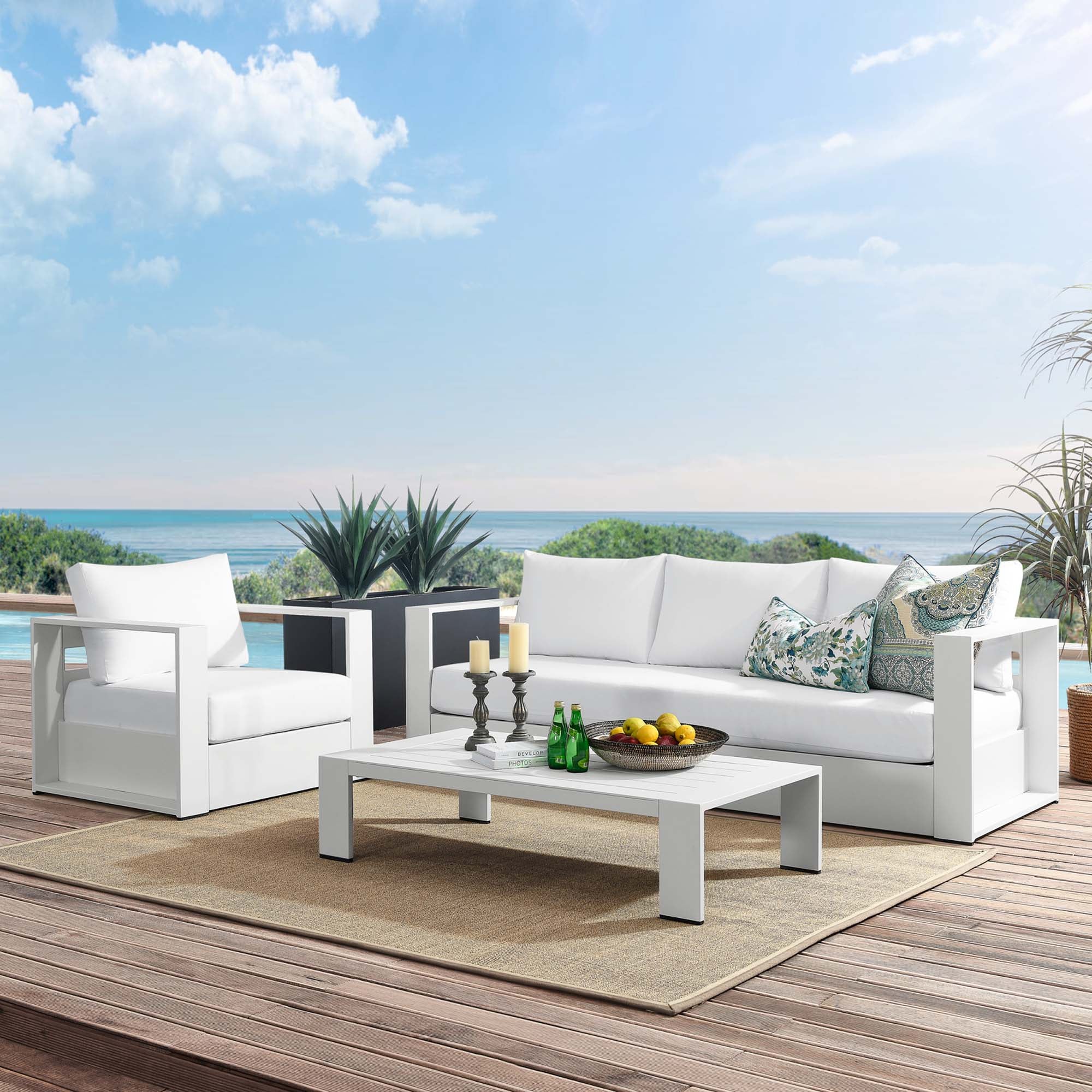 3-Piece Aluminum Patio Furniture Set with Cushions for Outdoor Patio Seating - Image 14