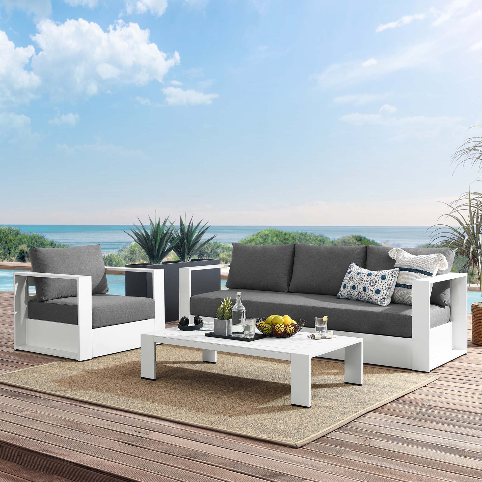 3-Piece Aluminum Patio Furniture Set with Cushions for Outdoor Patio Seating - Image 28