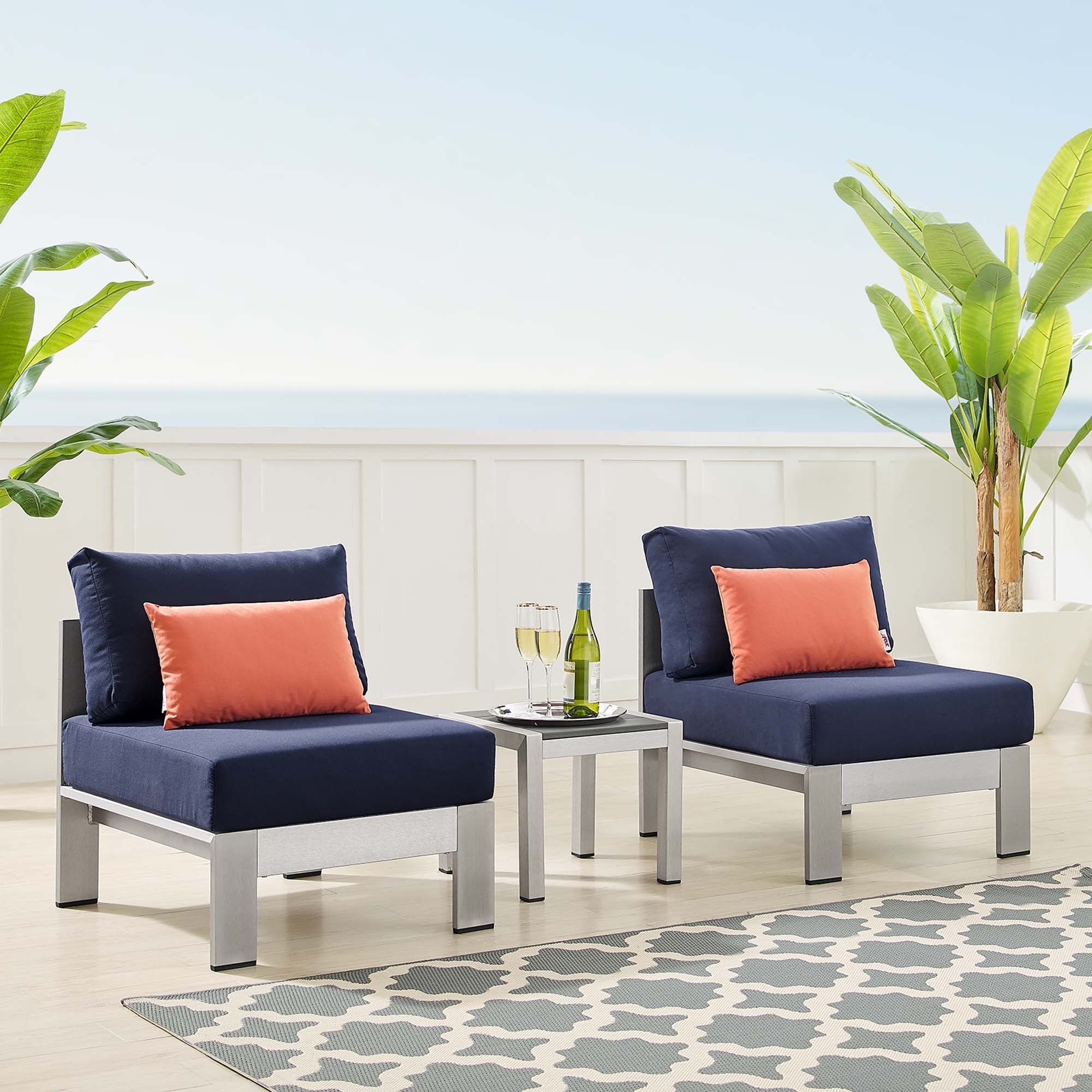 3-Piece Aluminum Patio Seating Set with Sunbrella Cushions Outdoor Weather-Resistant - Image 12