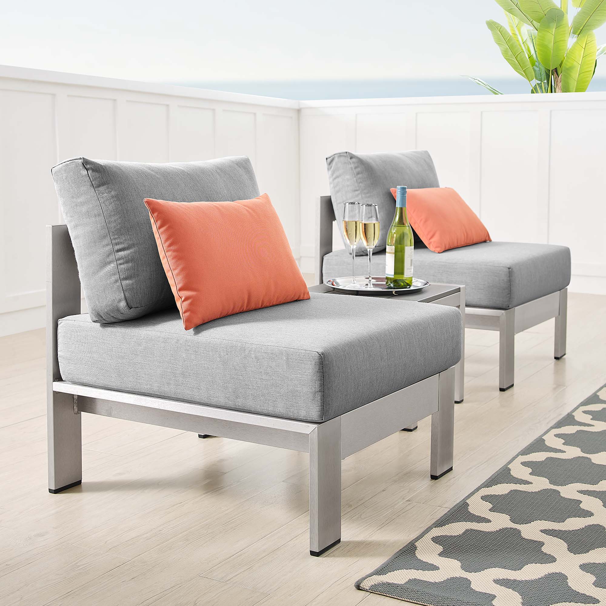 3-Piece Aluminum Patio Seating Set with Sunbrella Cushions Outdoor Weather-Resistant - Image 15