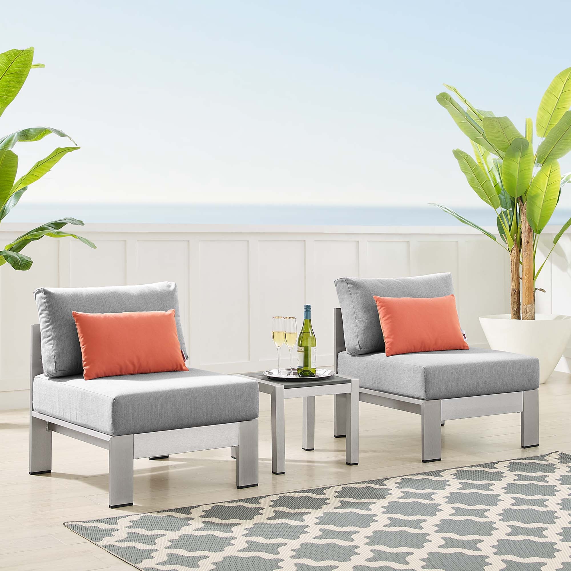 3-Piece Aluminum Patio Seating Set with Sunbrella Cushions Outdoor Weather-Resistant - Image 24
