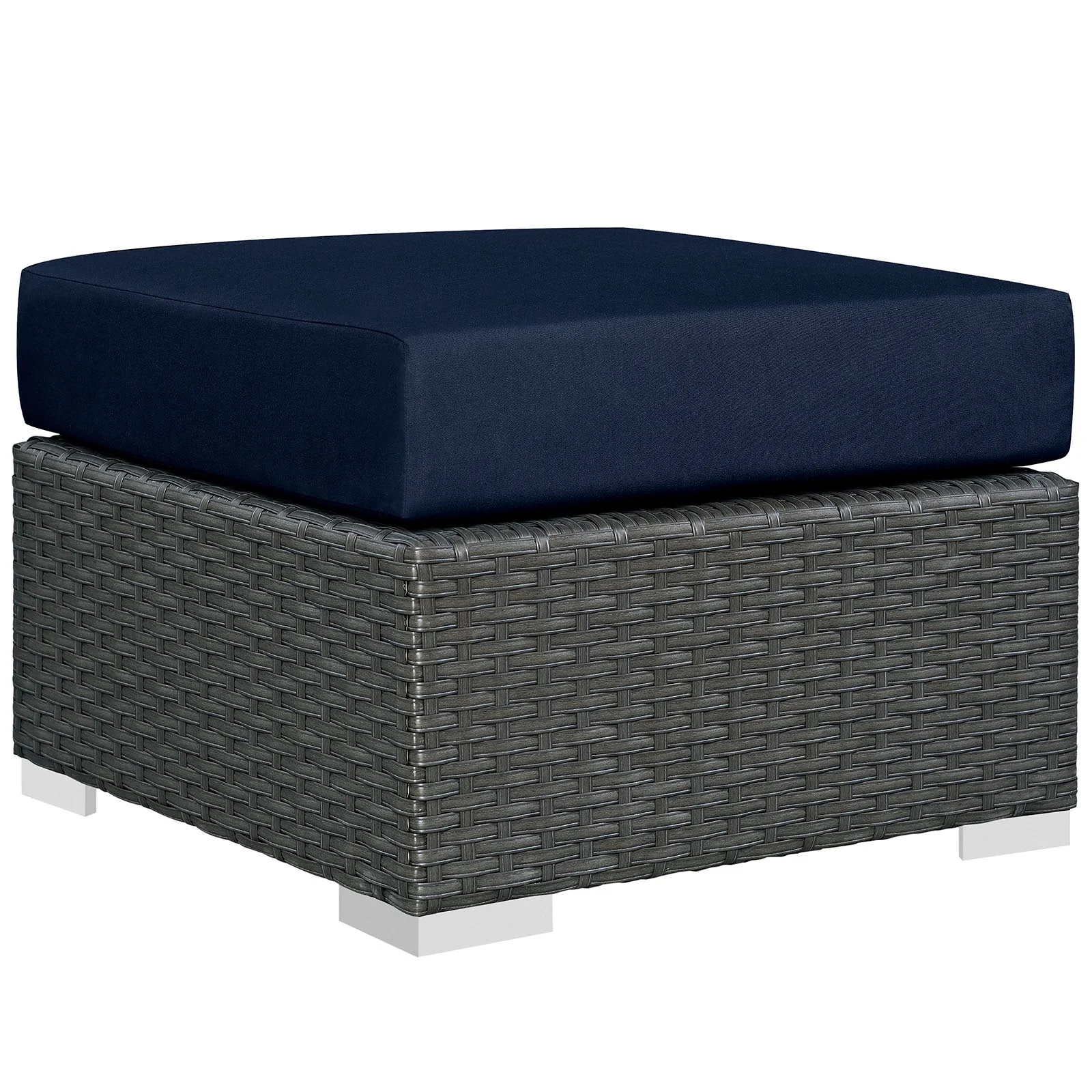 3-Piece Canvas Navy Wicker Patio Sectional Set with Sunbrella Cushions - Image 4