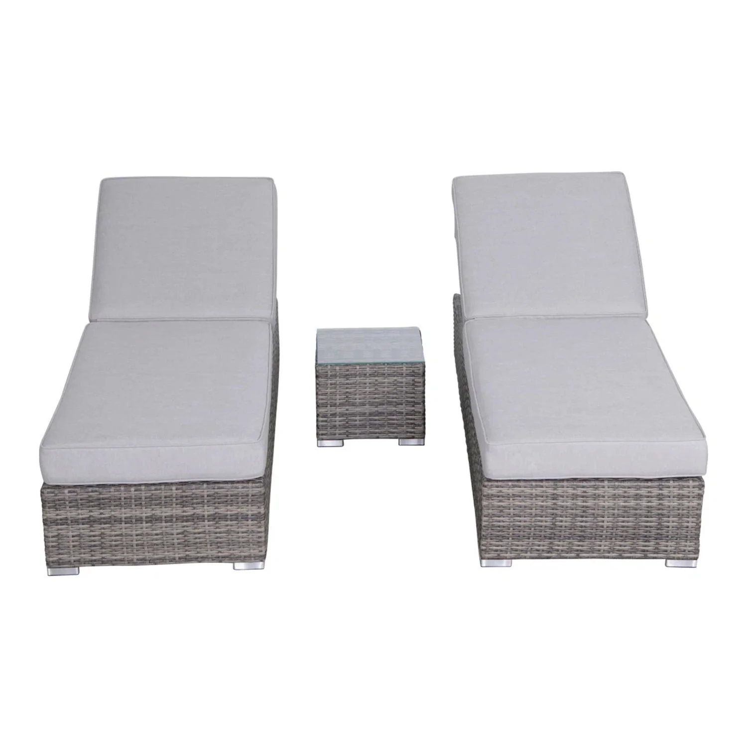 3 Piece Chaise Lounge Set With Adjustable Reclining - Gray Mix - Image 7