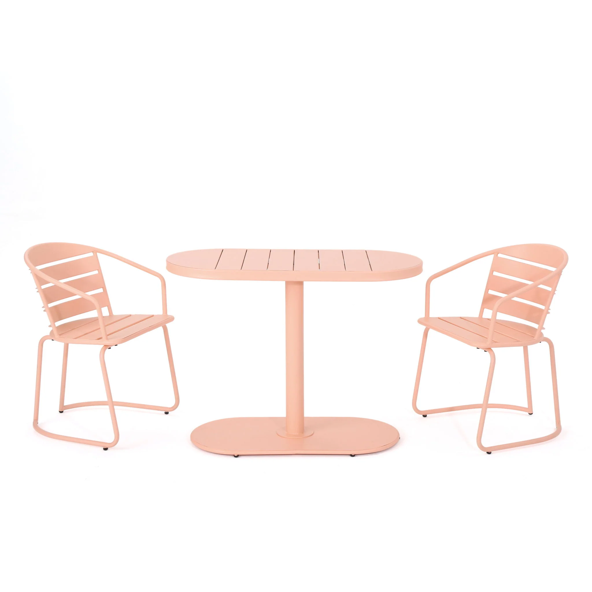 3 Piece Elegant Outdoor Bistro Set With 2 Chairs And Oval Table - Image 2