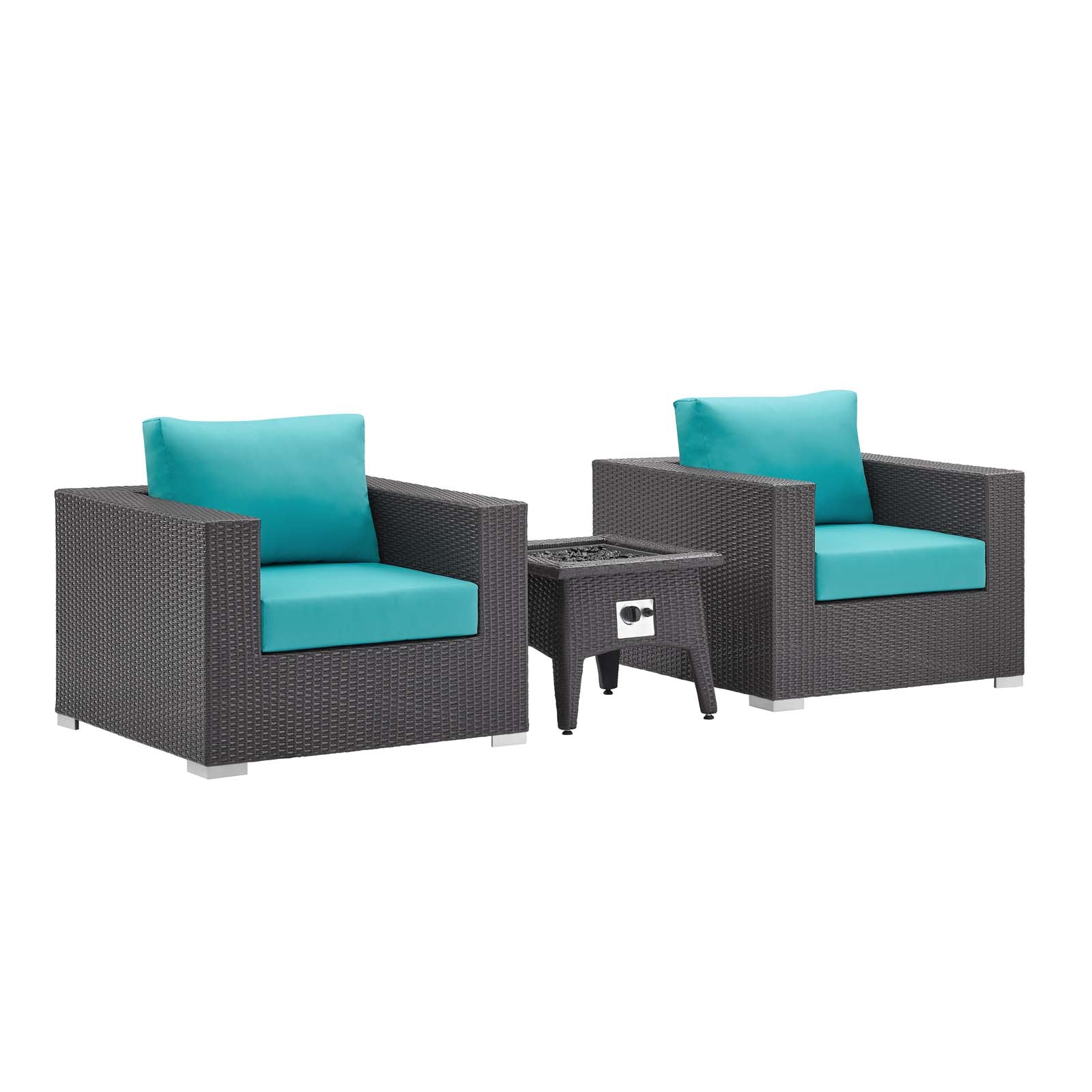 3-Piece Espresso Wicker Outdoor Patio Set with Fire Pit, All-Weather Wicker - Image 10