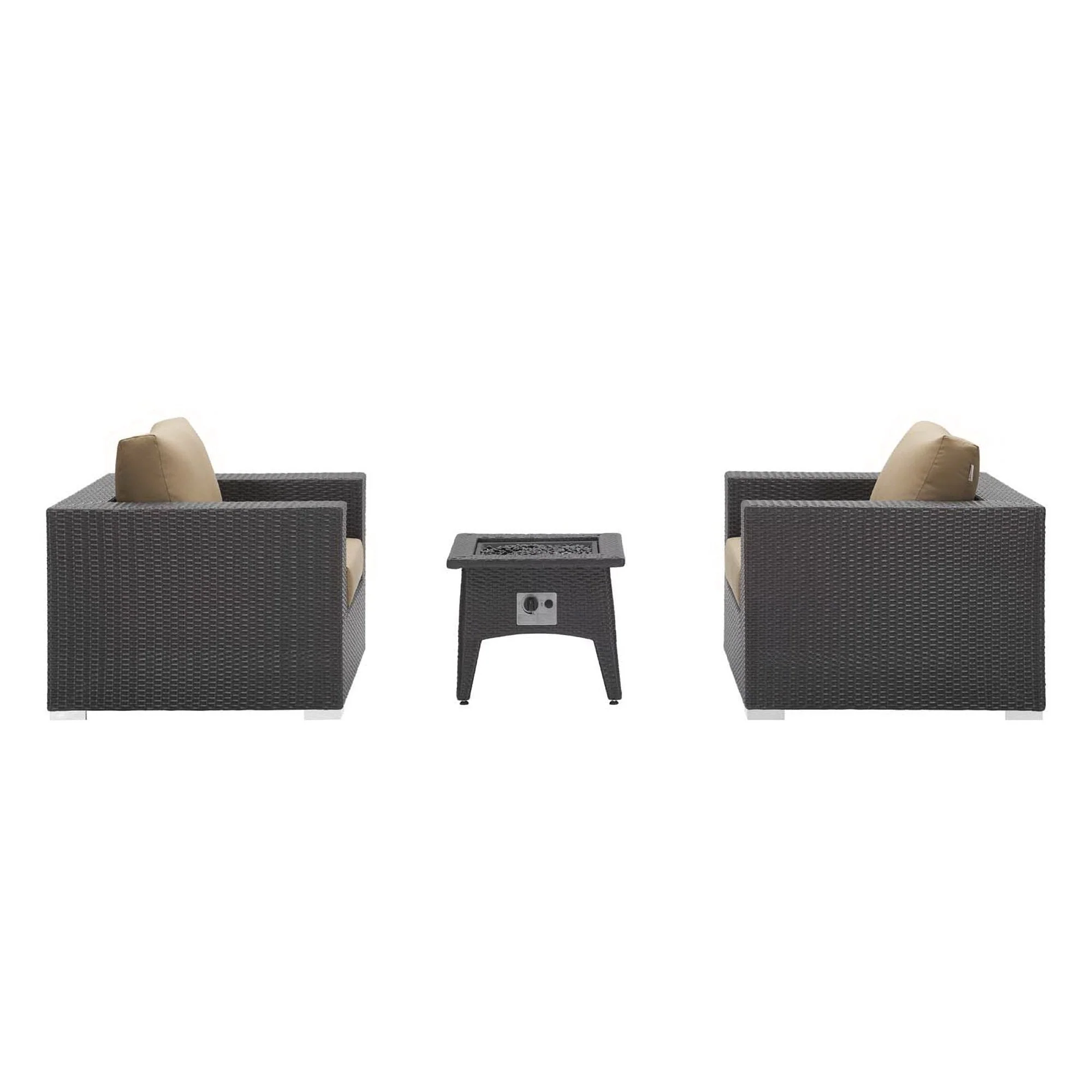 3-Piece Espresso Wicker Outdoor Patio Set with Fire Pit, All-Weather Wicker - Image 22