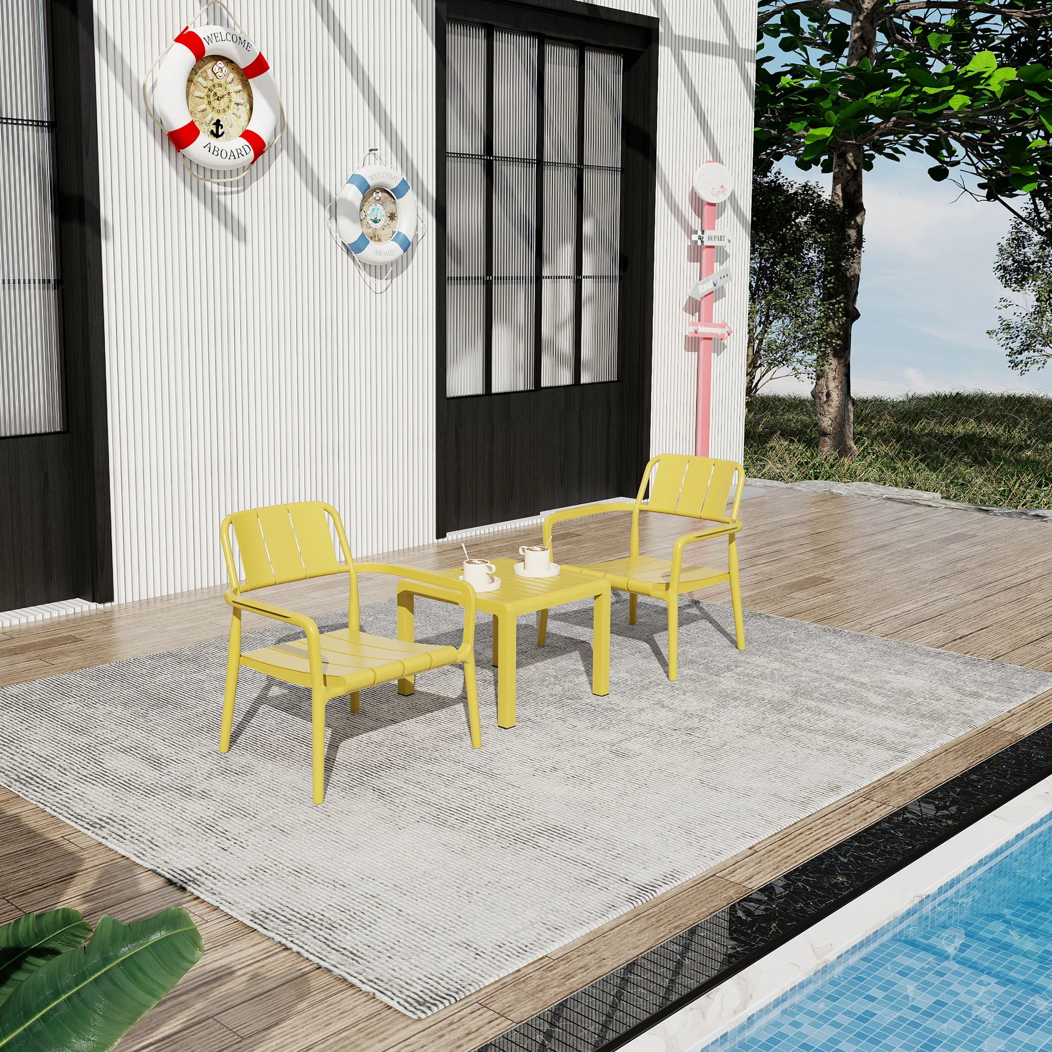 3 Piece Indoor / Outdoor Leisure Table And Chair Set - Image 18