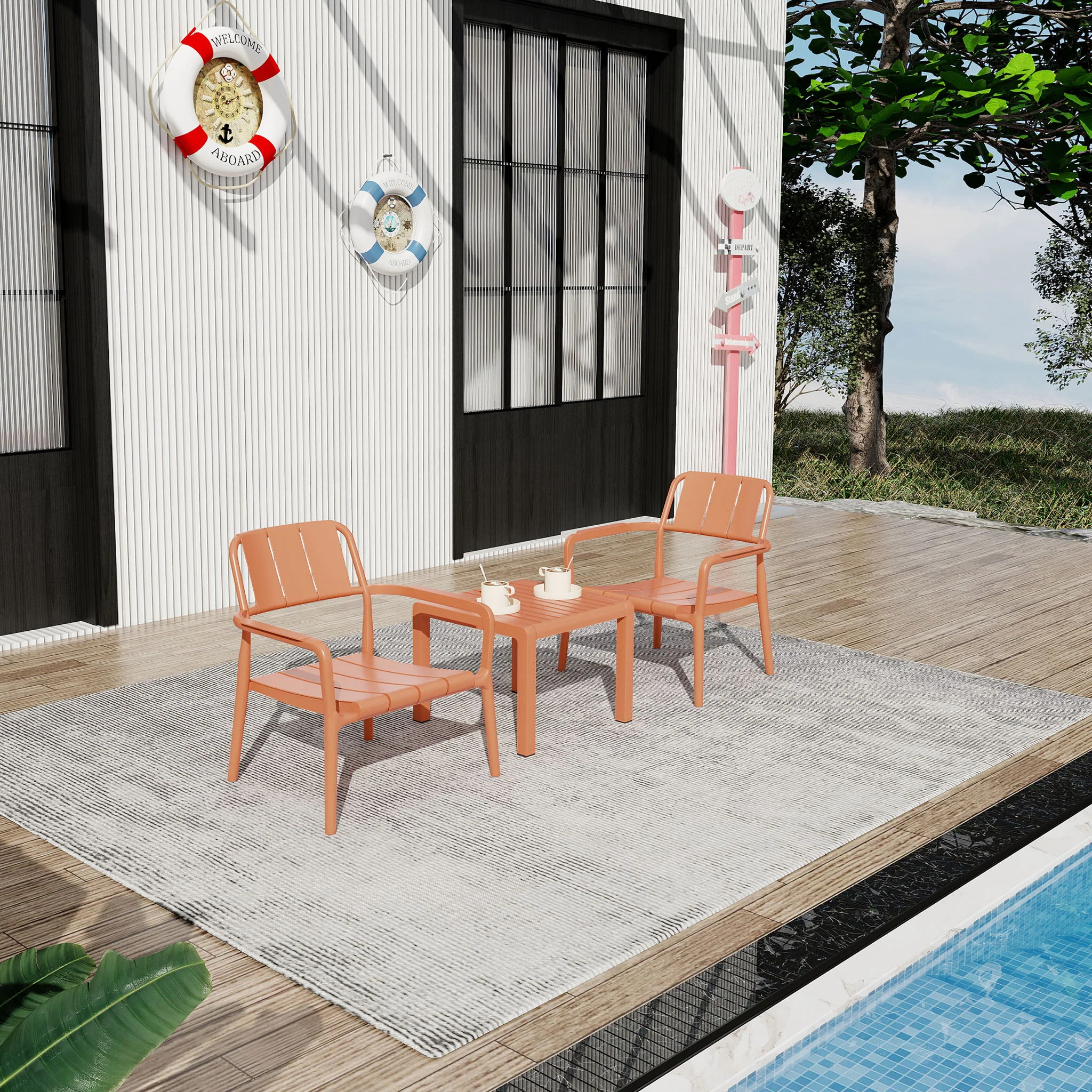 3 Piece Indoor / Outdoor Leisure Table And Chair Set - Image 5
