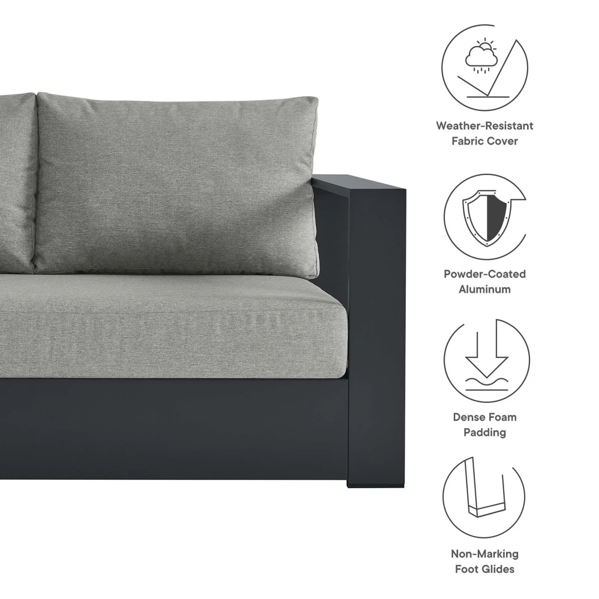3-Piece Modern Powder-Coated Aluminum Outdoor Sectional Sofa Set for Patio - Image 10