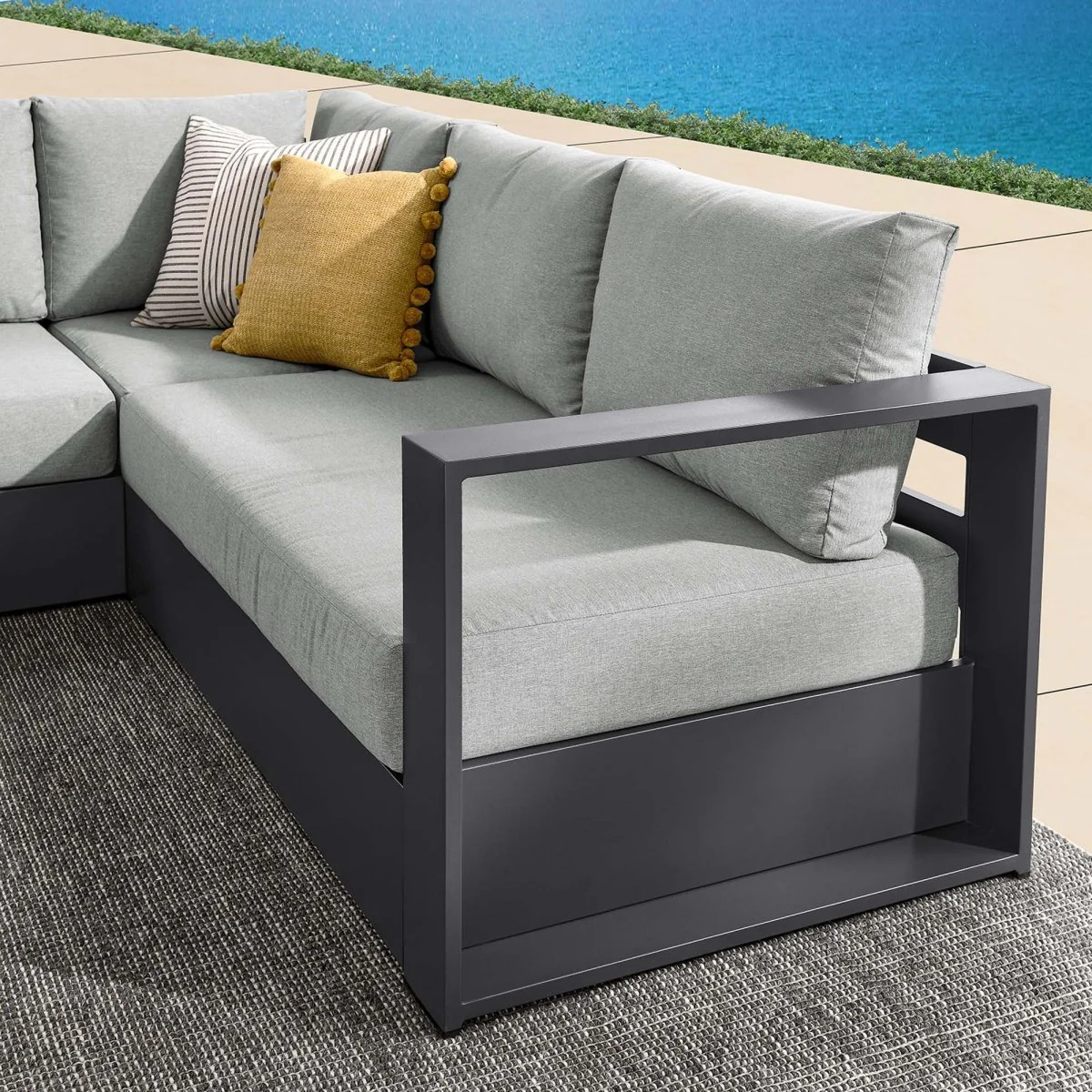 3-Piece Modern Powder-Coated Aluminum Outdoor Sectional Sofa Set for Patio - Image 14