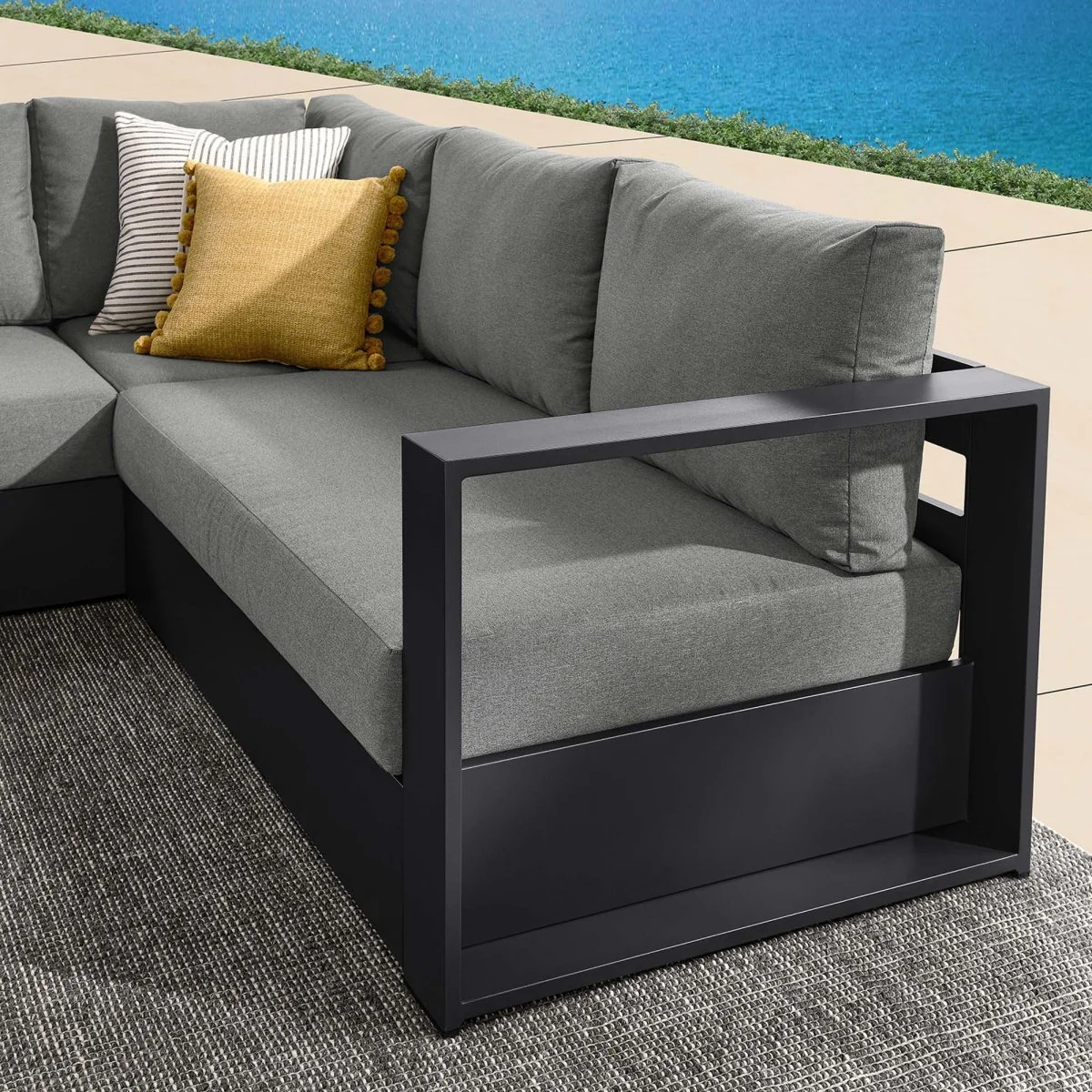 3-Piece Modern Powder-Coated Aluminum Outdoor Sectional Sofa Set for Patio - Image 22