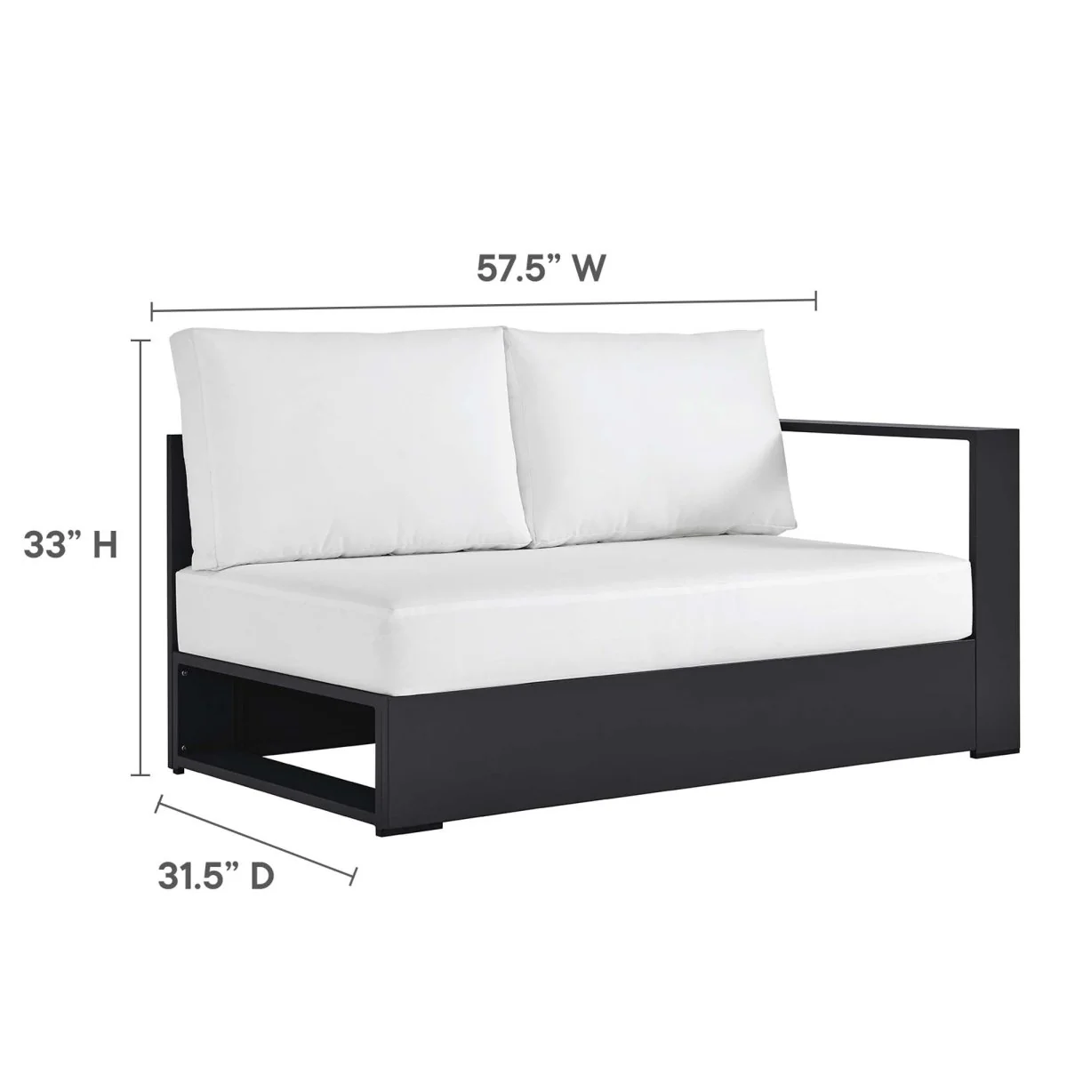 3-Piece Modern Powder-Coated Aluminum Outdoor Sectional Sofa Set for Patio - Image 5
