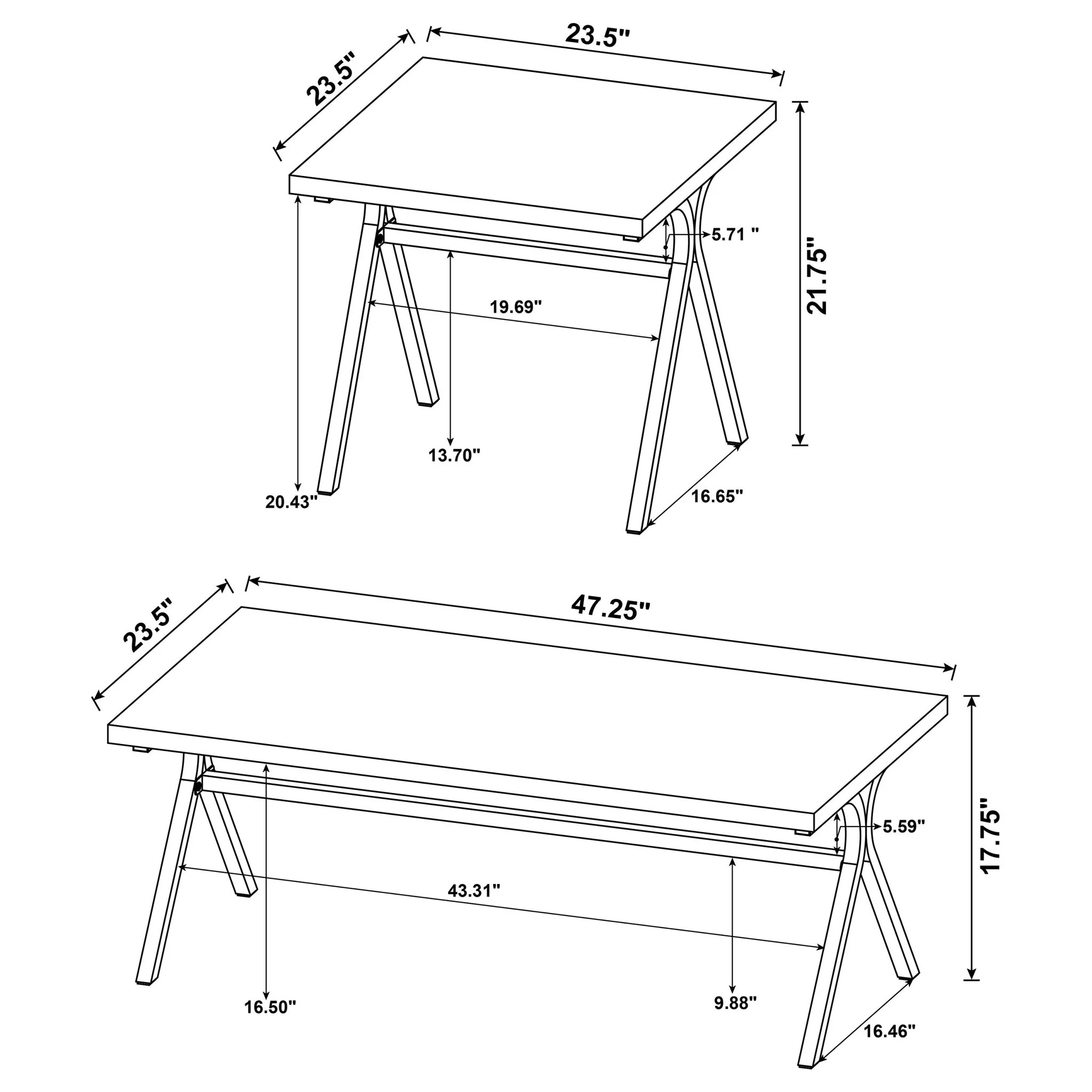 3 Piece Occasional Set, Coffee Table And 2 End Tables - Brown - Image 3