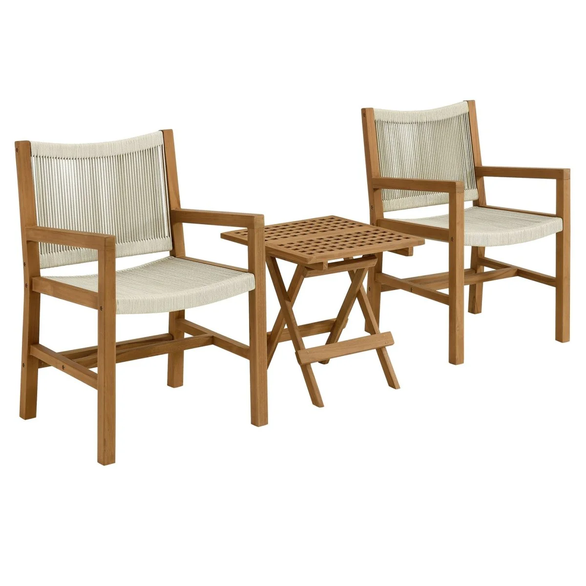 3-Piece Outdoor Armchair Seating Set with Folding Side Table for Patio and Garden - Image 10