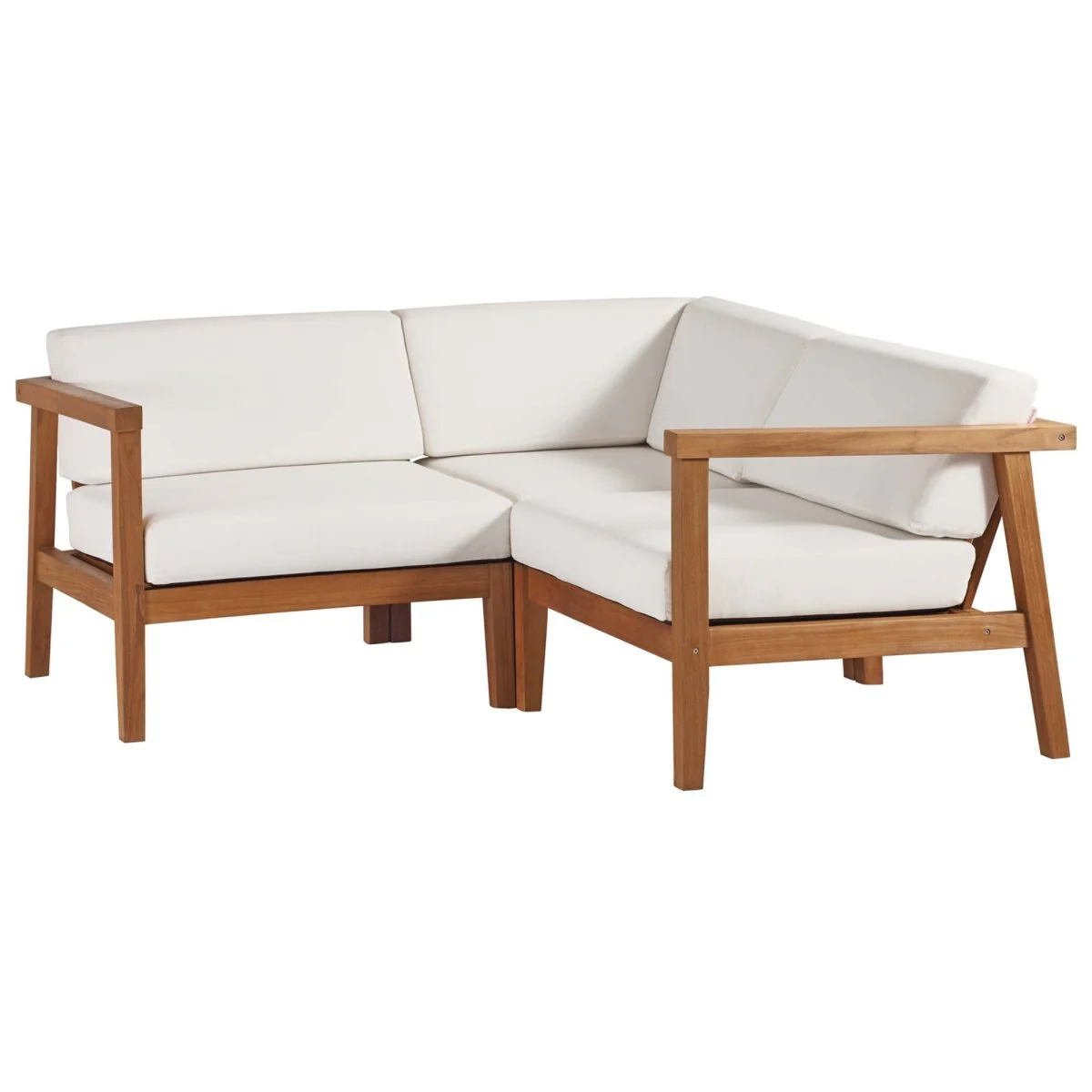 3-Piece Outdoor Patio Teak Wood Sectional Sofa Set