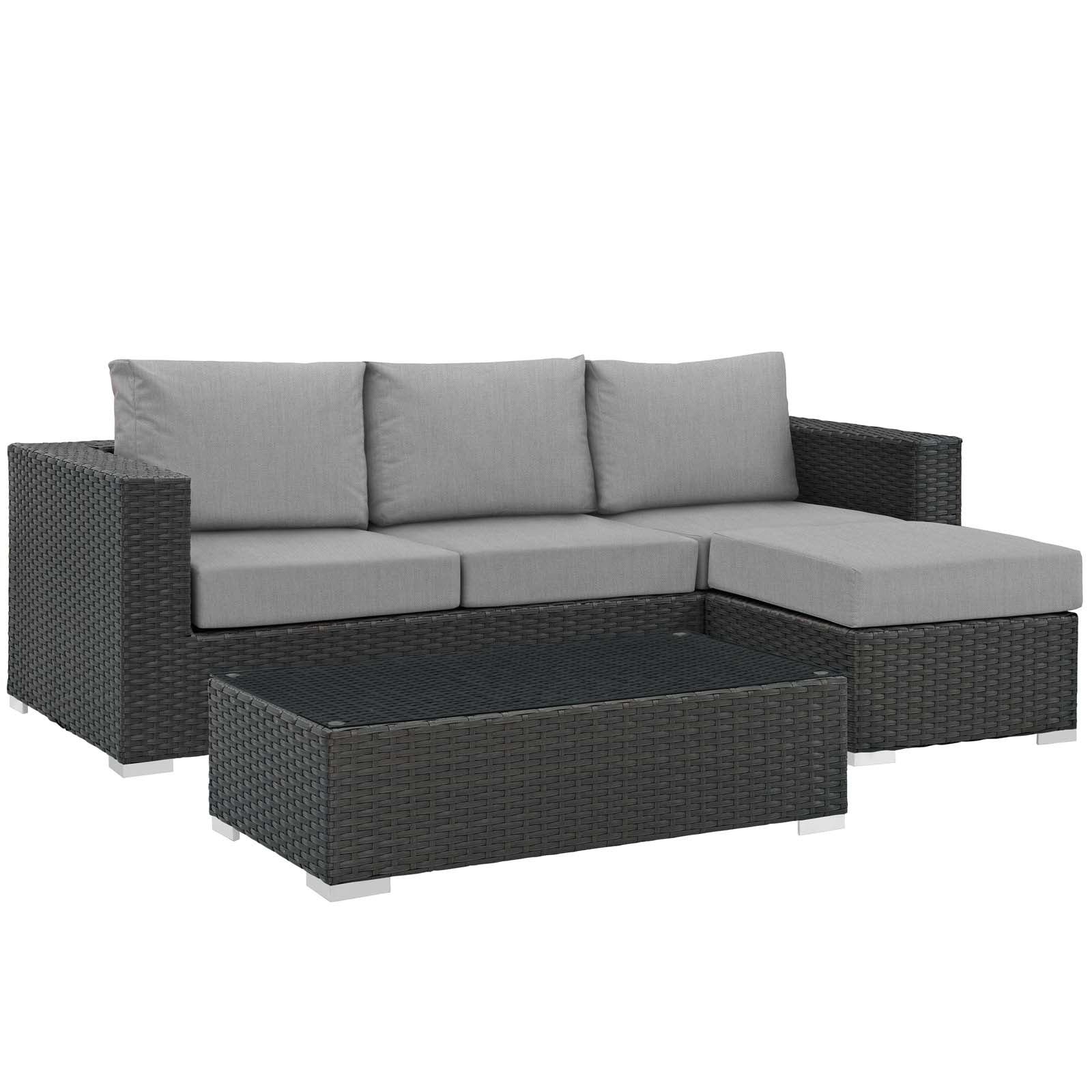 3-Piece Outdoor Sunbrella Fabric Patio Sectional Set - Image 15