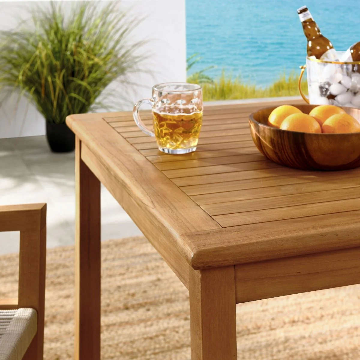 3-Piece Outdoor Teak and Rope Dining Set with Armchairs for Patio and Garden - Image 10